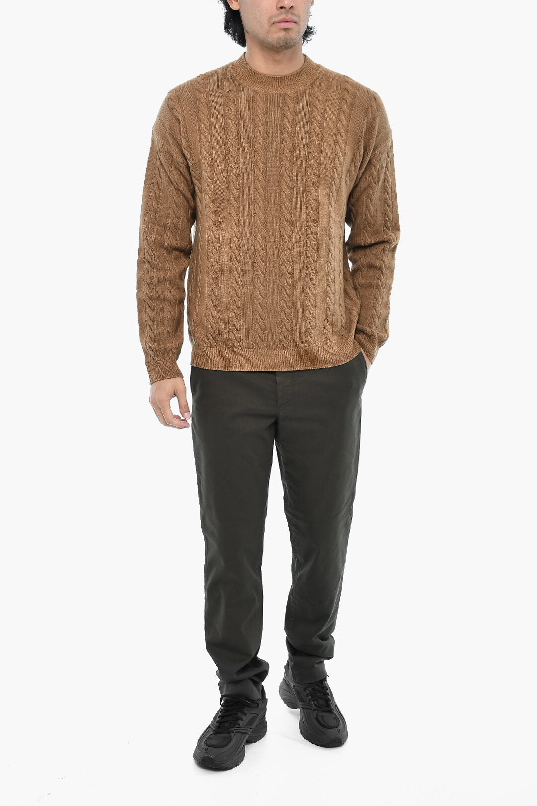 Woolrich 2405~Aran Pattern Virgin Wool Crewneck Sweater