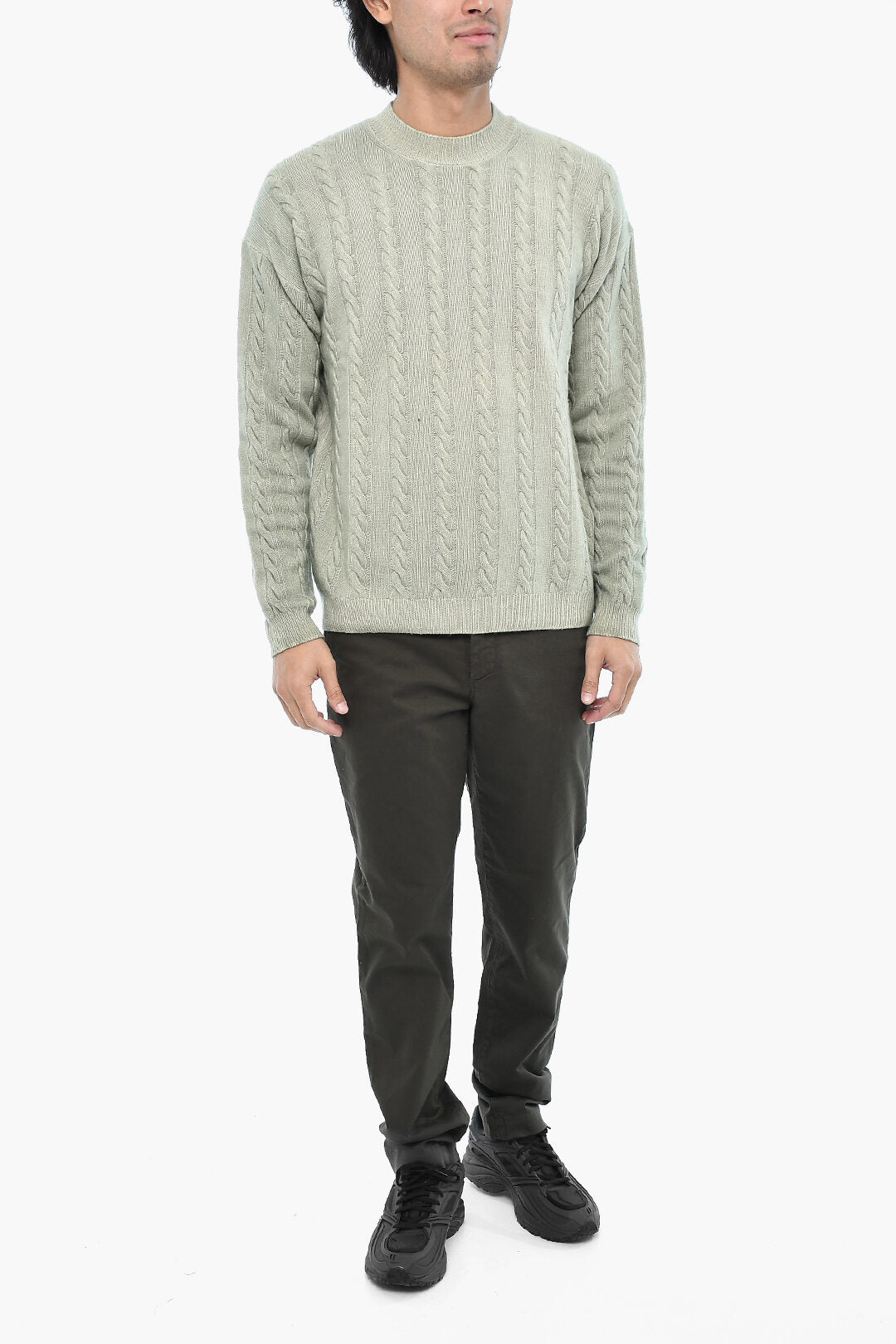 Woolrich 2850~Aran Pattern Virgin Wool Crewneck Sweater, view 2