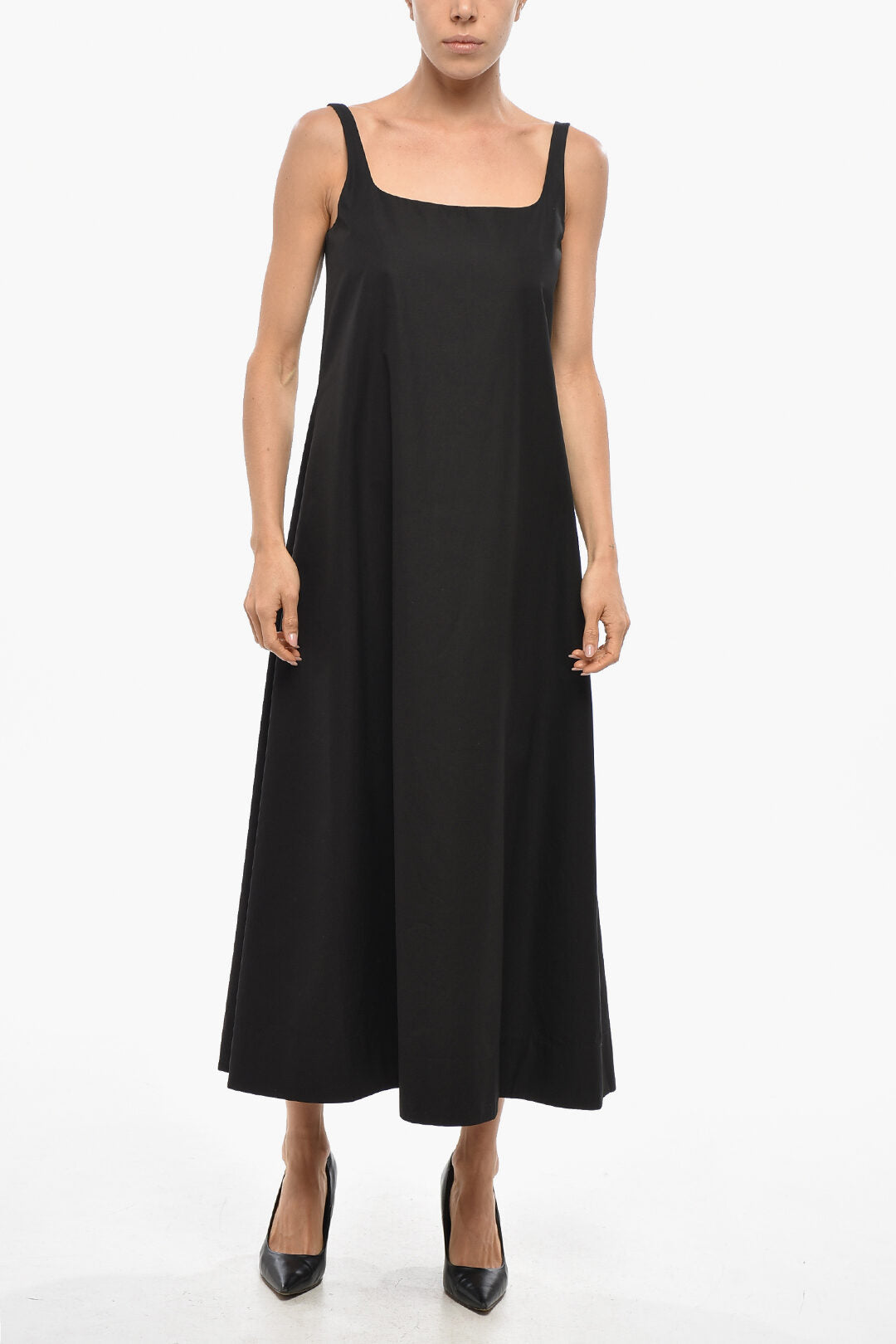 Wardrobe.nyc 3500~Poplin Midi Dress with Bare-Back Design