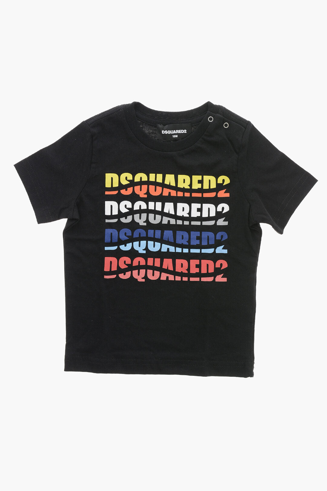 Dsquared2 Kids 1500~Crewneck T-Shirt with Multicolor Logo Print