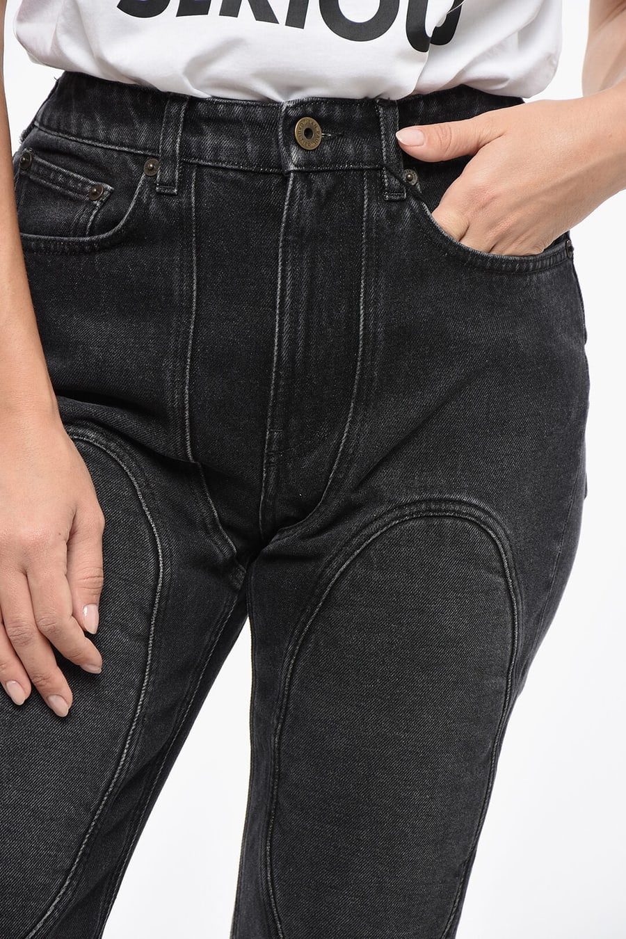 Jean Paul Gaultier 3500~Dark-Wash Jeans with 19cm Ankle Zip, view 3
