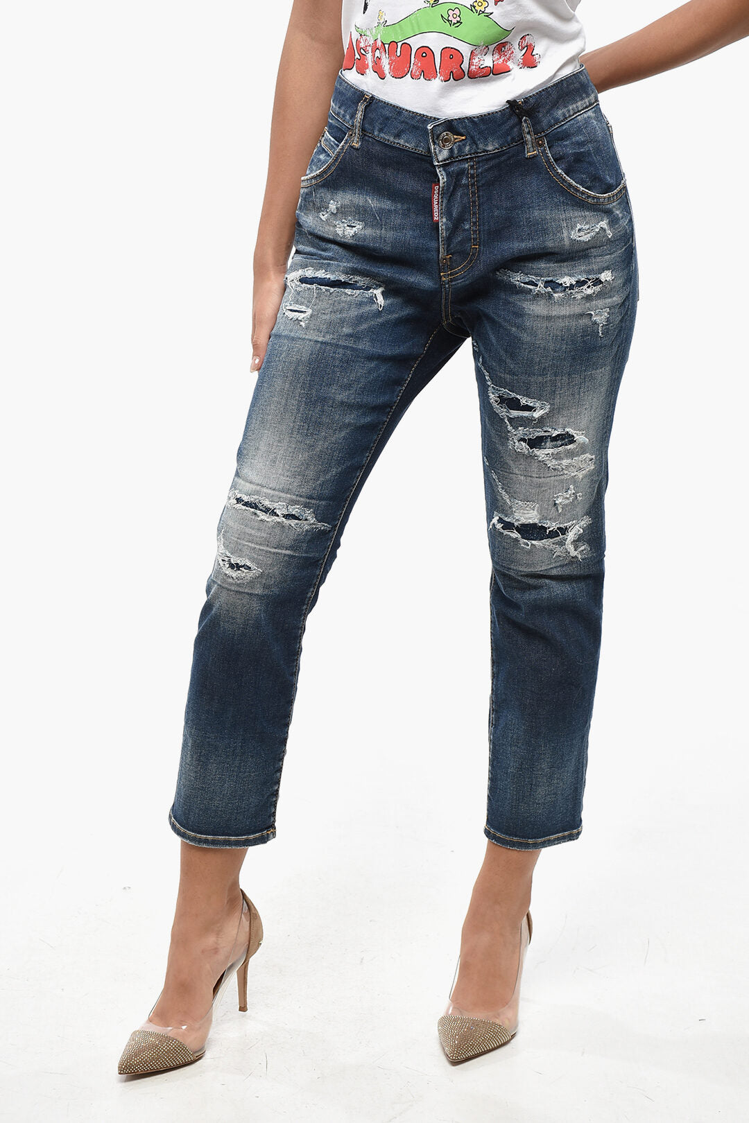 Dsquared2 2405~Cropped-Fit Jeans COOL GIRL Vintage-Effect 16cm