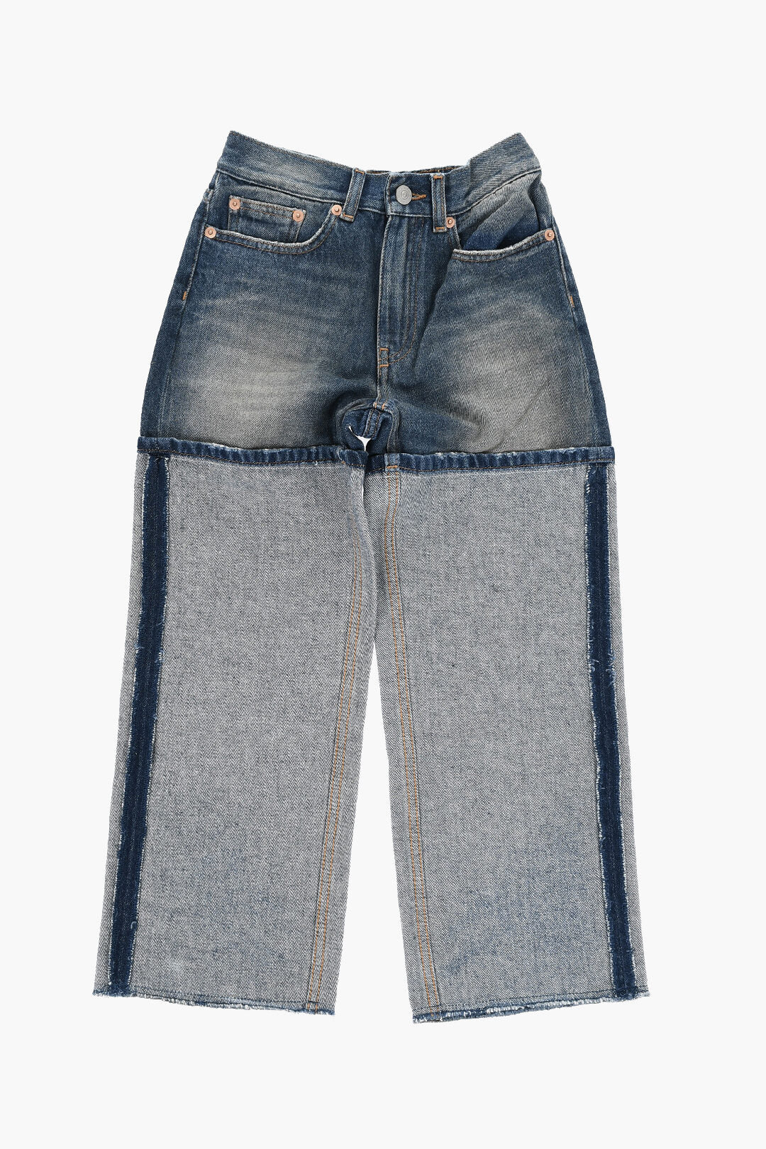 Maison Margiela Kids 2405~MM6 Two-Tone Straight-Leg Jeans