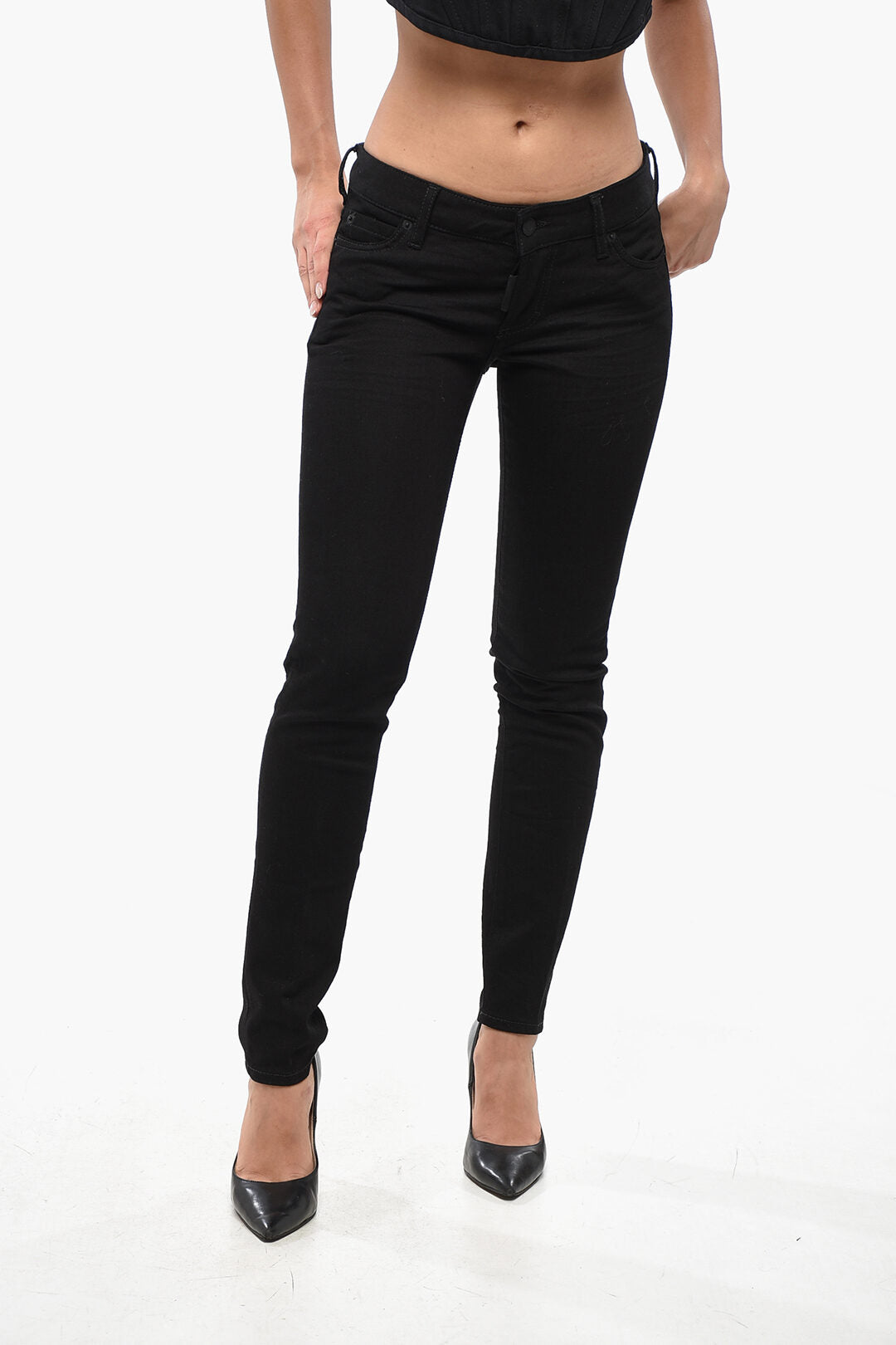 Dsquared2 3500~BLACK BULL Jennifer Fit Cotton Stretch Jeans 13cm