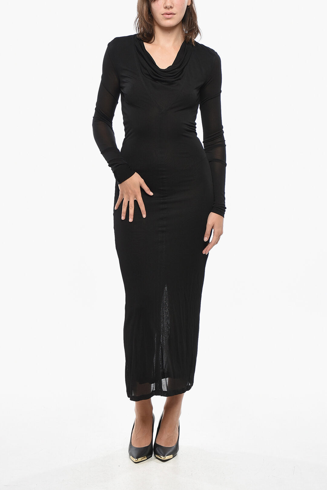 Toteme 3500~Viscose Midi Dress with V-Neck