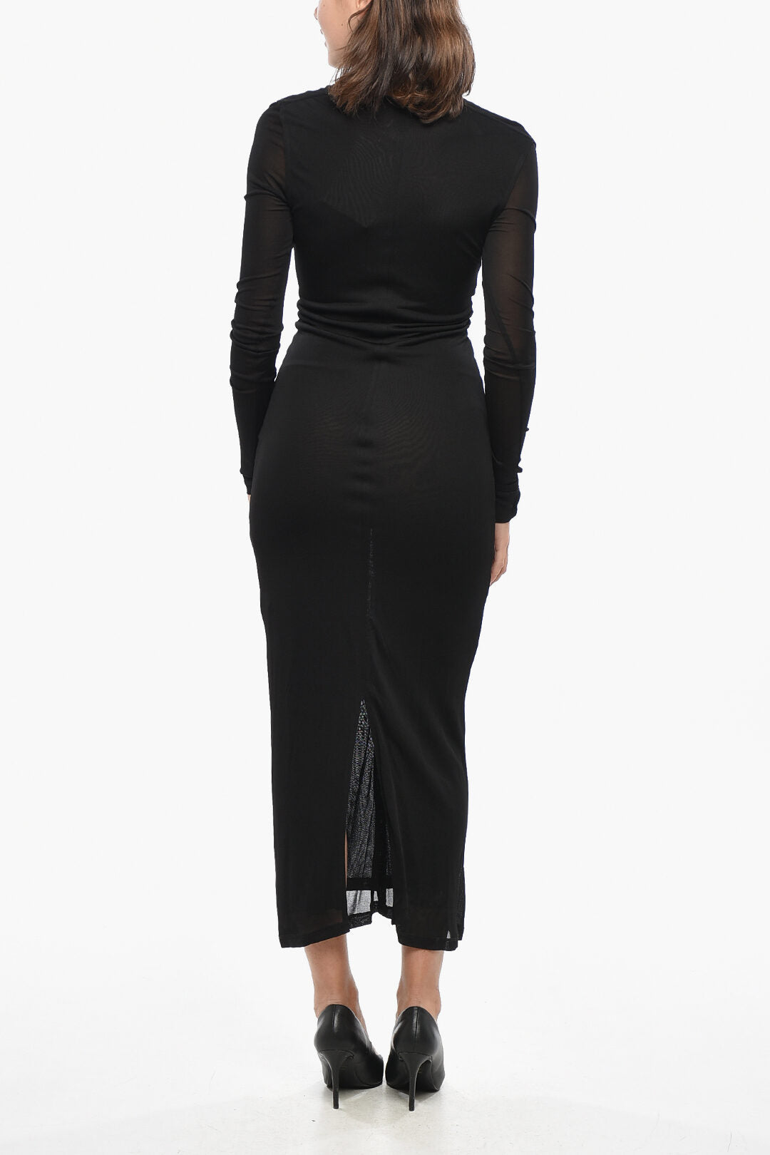 Toteme 3500~Viscose Midi Dress with V-Neck, view 2