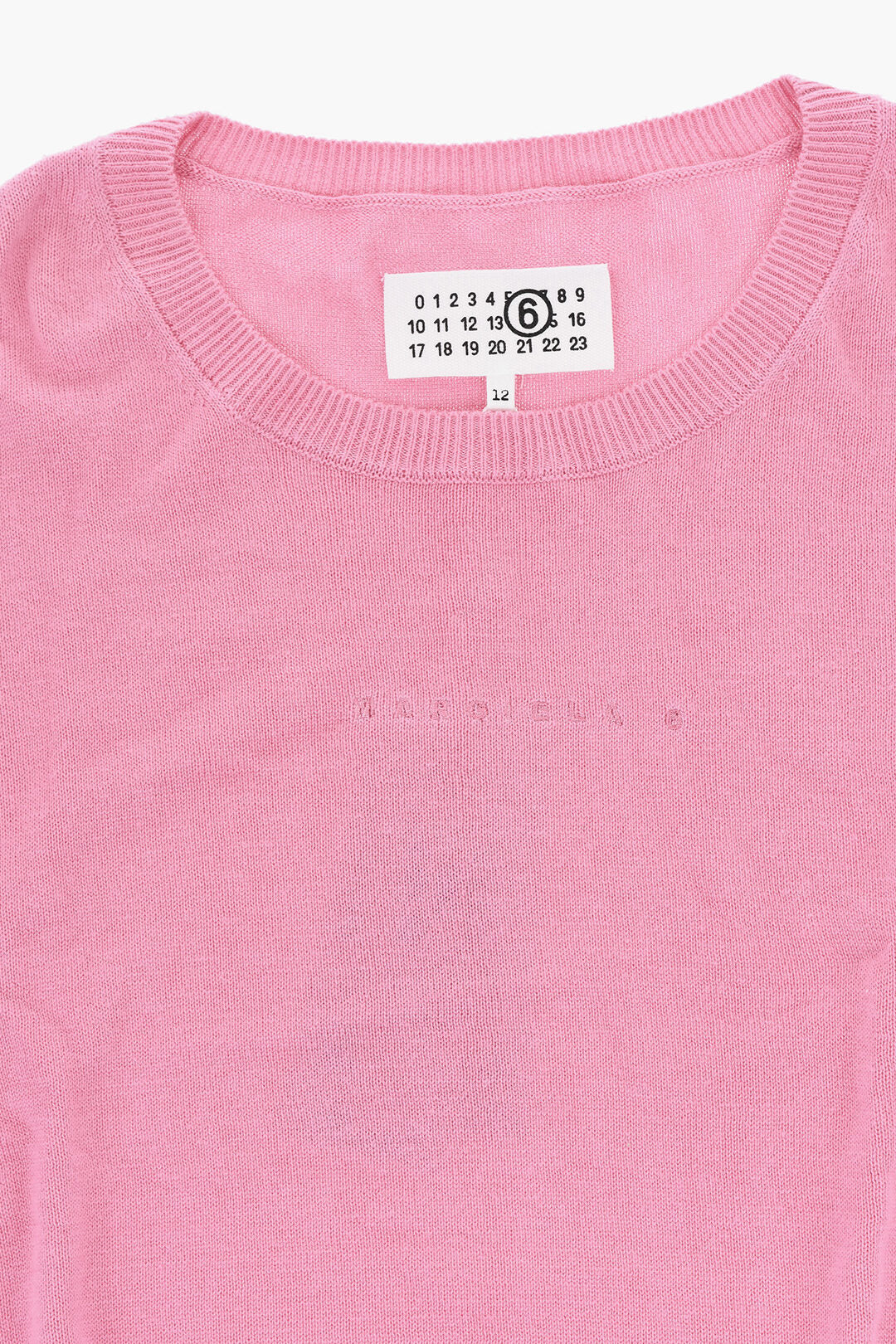 Maison Margiela Kids 3050~MM6 Cotton-Blend Crewneck Sweater with Tone-on-Tone Logo, view 2