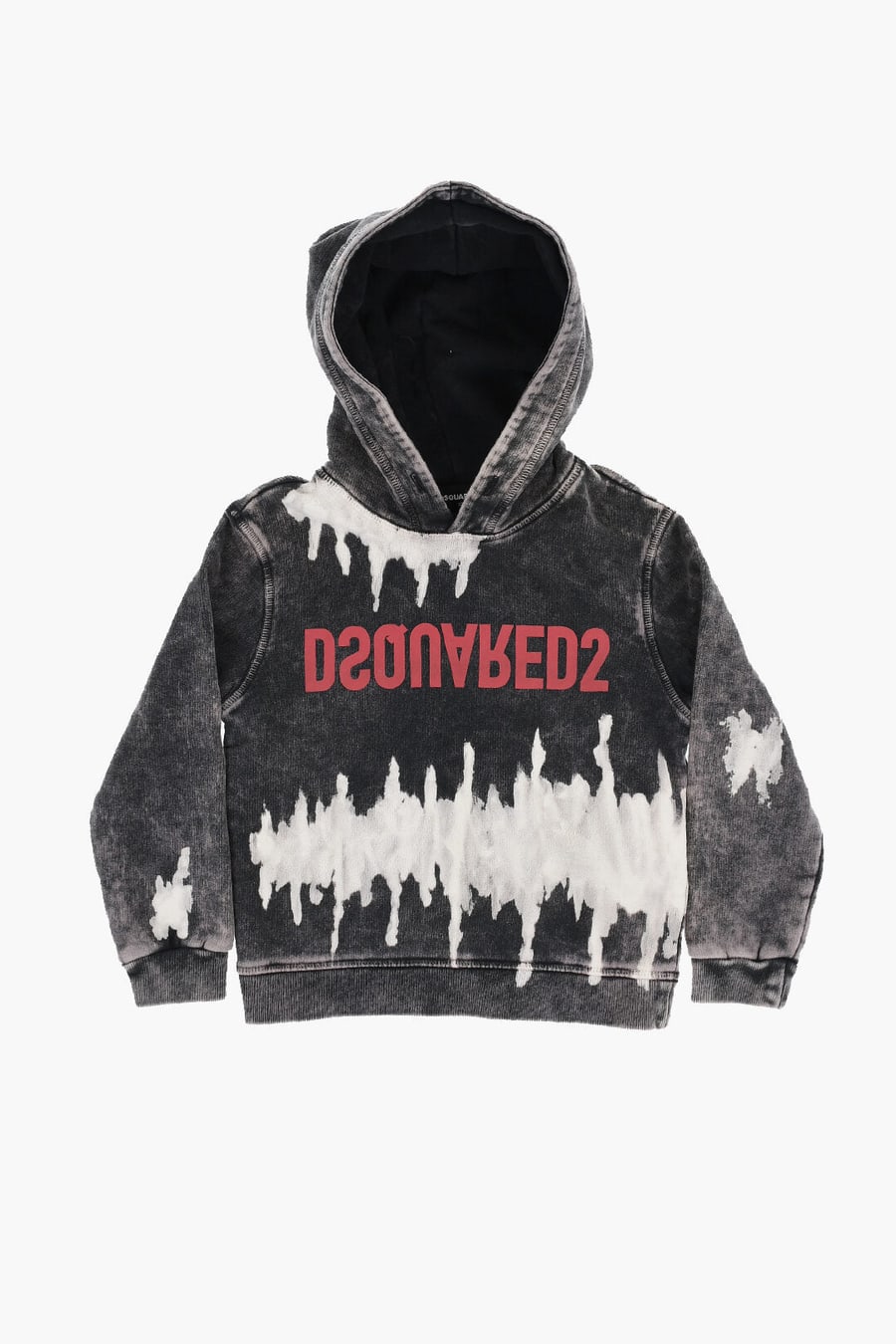 Dsquared2 Kids 2470~Acid-Wash Effect Hoodie with Printed Logo