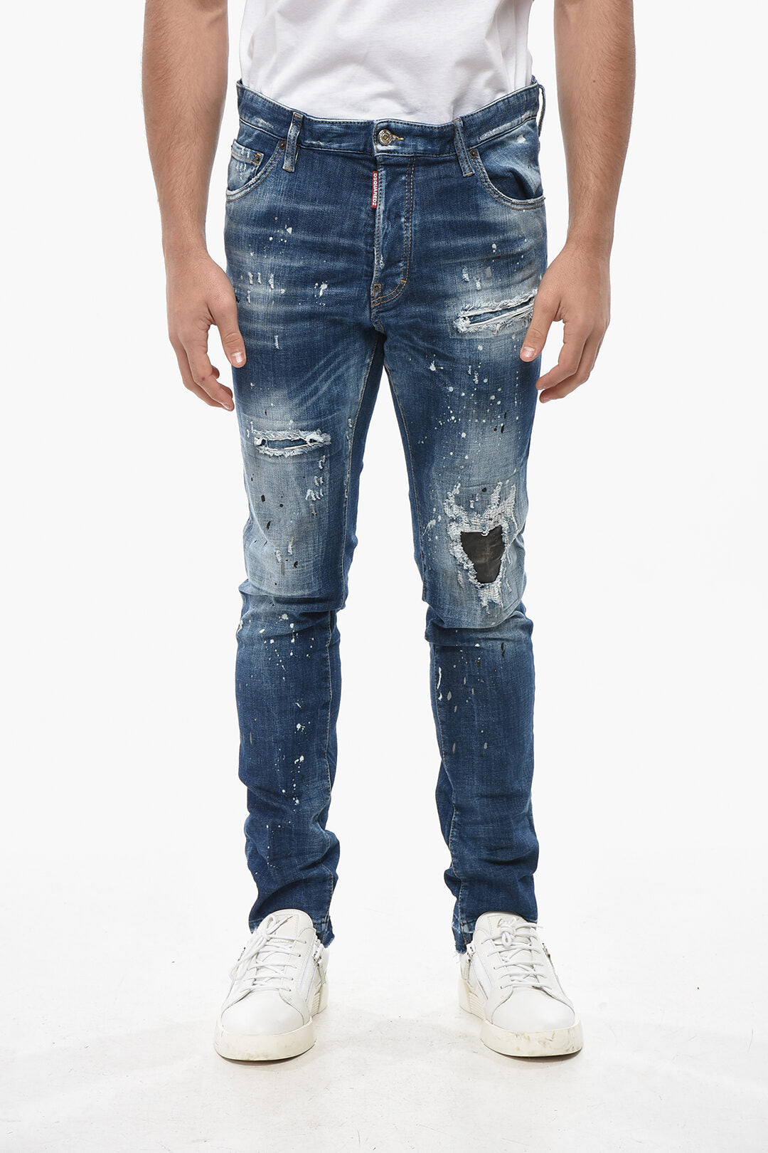 Dsquared2 2405~Skinny Cool Guy Fit Jeans with Leather Patches 15cm