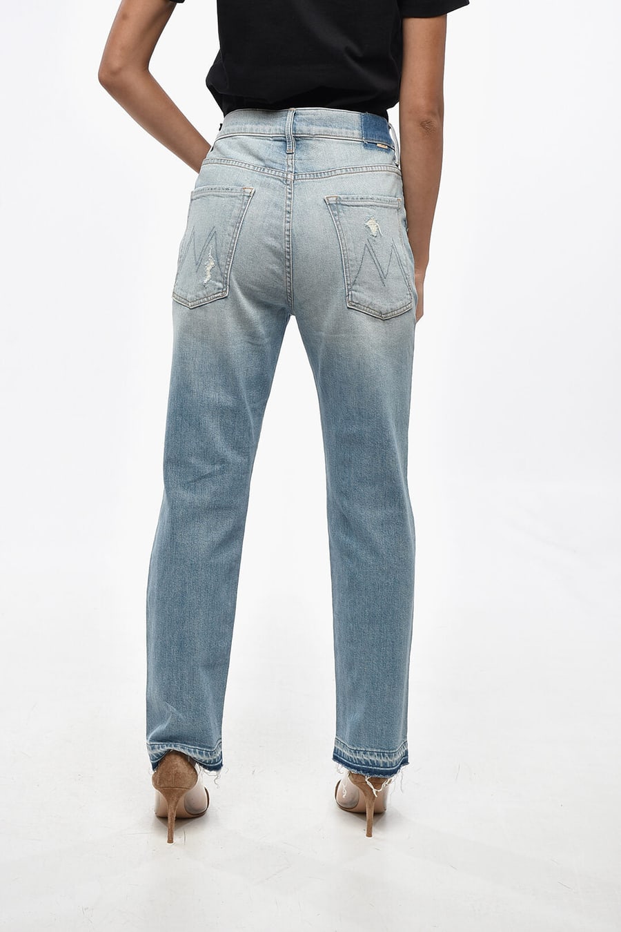 Mother 2405~Distressed Jeans HIKER HOVER UNDONE with Logo Button 18cm, view 4