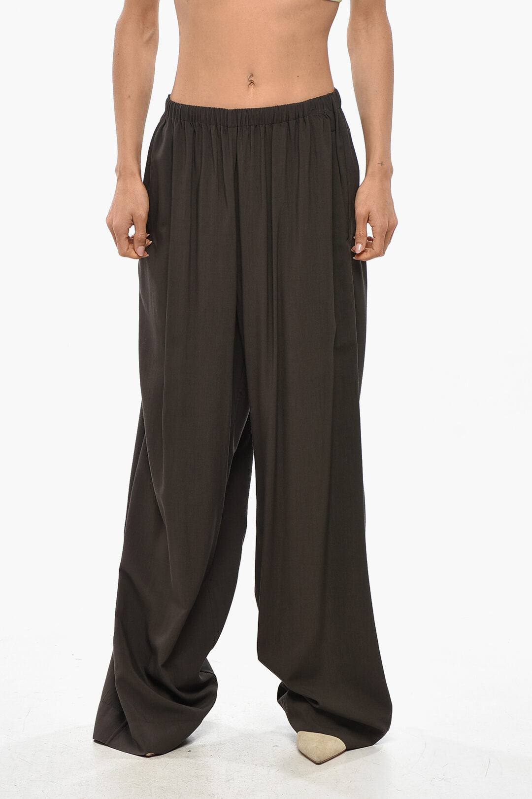 Quira 2405~Palazzo Pants with Elastic Waist