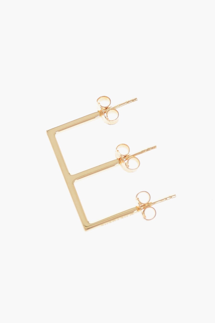 D'Heygere 3300~Single Silver Earring E-Shaped with Gold Effect