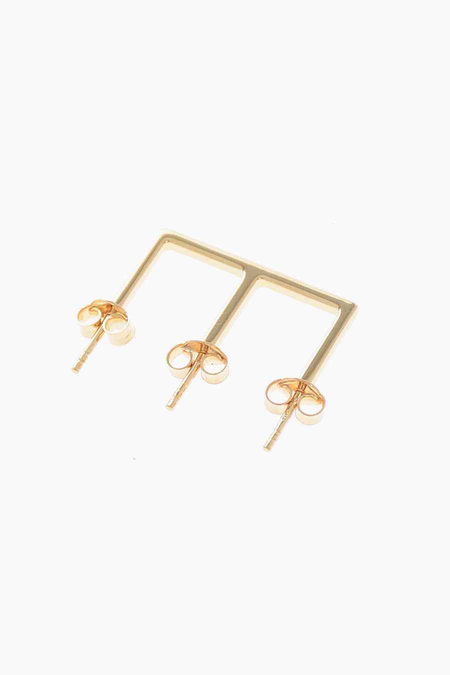 D'Heygere 3300~Single Silver Earring E-Shaped with Gold Effect, view 2