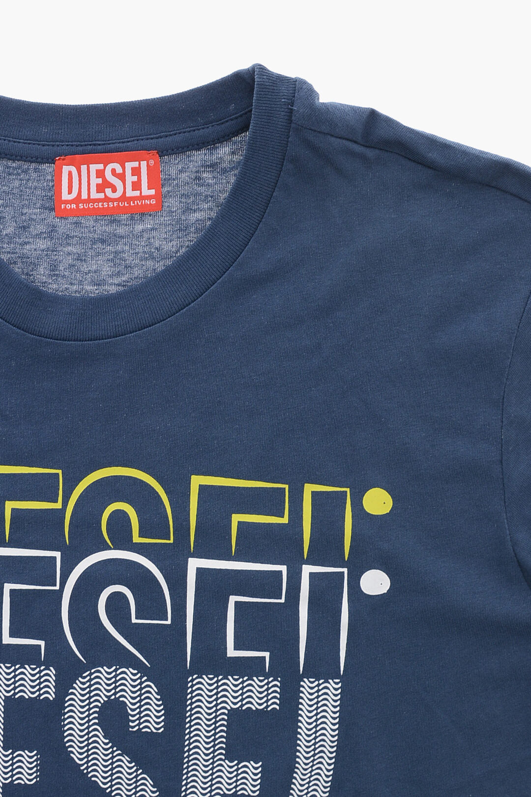Diesel Kids 2405~Crewneck Cotton T-Shirt CHESE with Printed Logo, view 2
