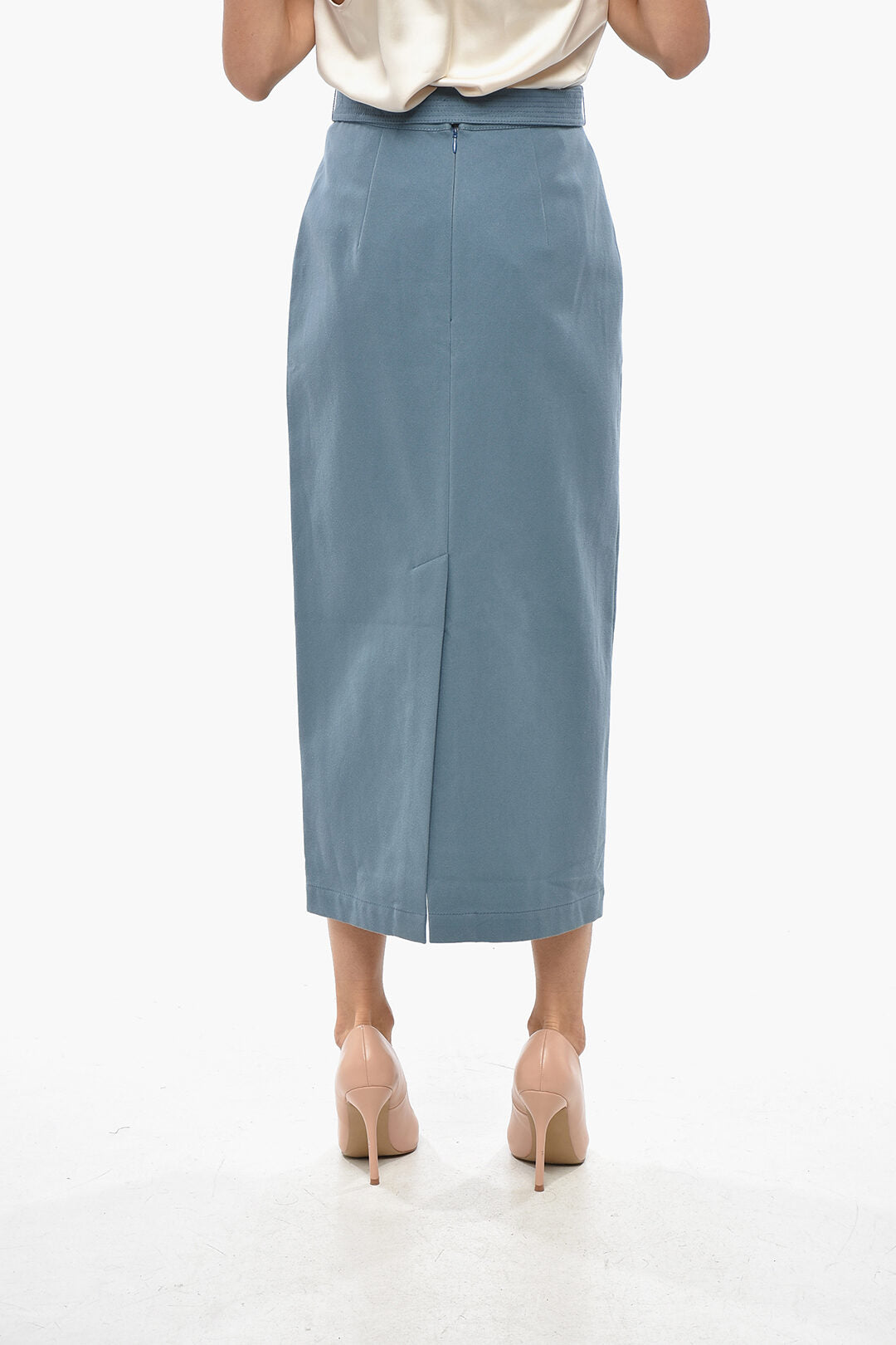 Super Blond 2750~Cotton Midi Skirt with Belt, view 2