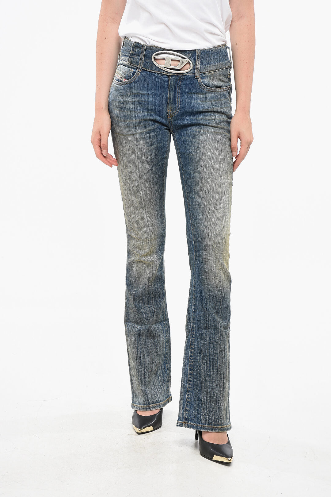 Diesel 2405~RED TAG Bootcut Jeans PROPOL Vintage Wash with Integrated Buckle 22cm