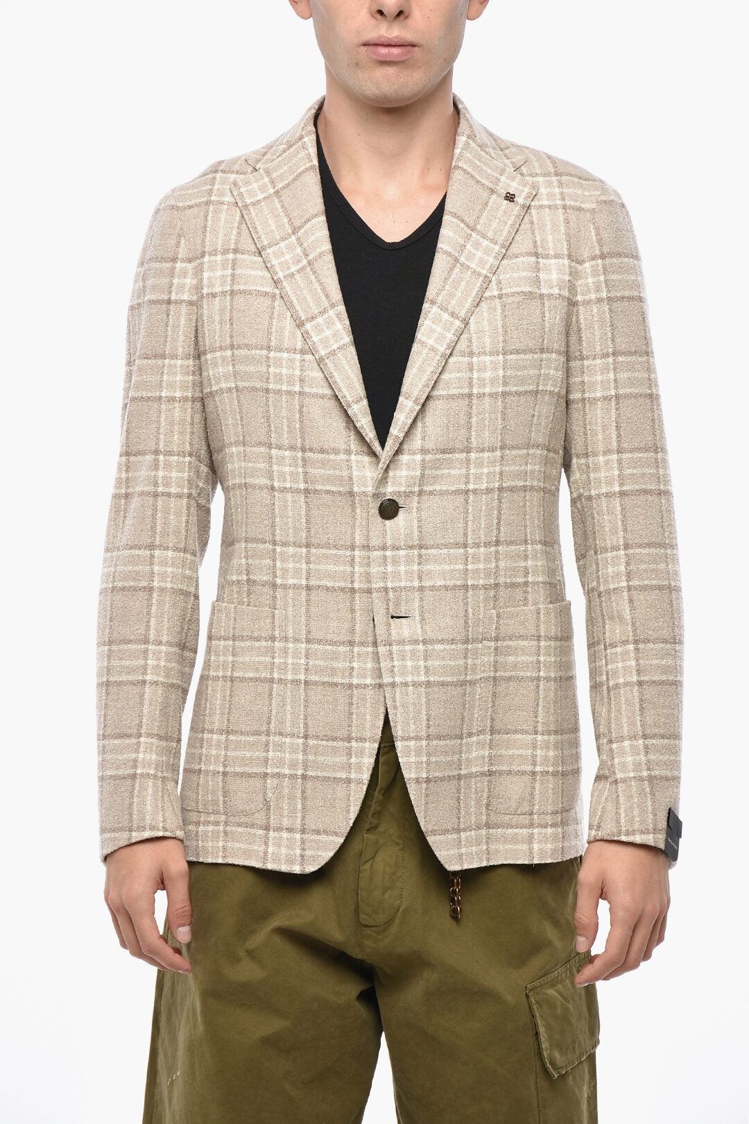 Tagliatore 2500~Virgin Wool and Silk Two-Button Checked Jacket