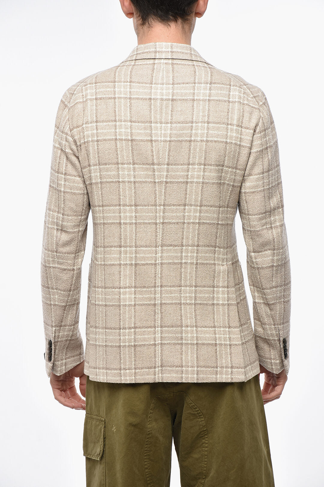 Tagliatore 2500~Virgin Wool and Silk Two-Button Checked Jacket, view 2