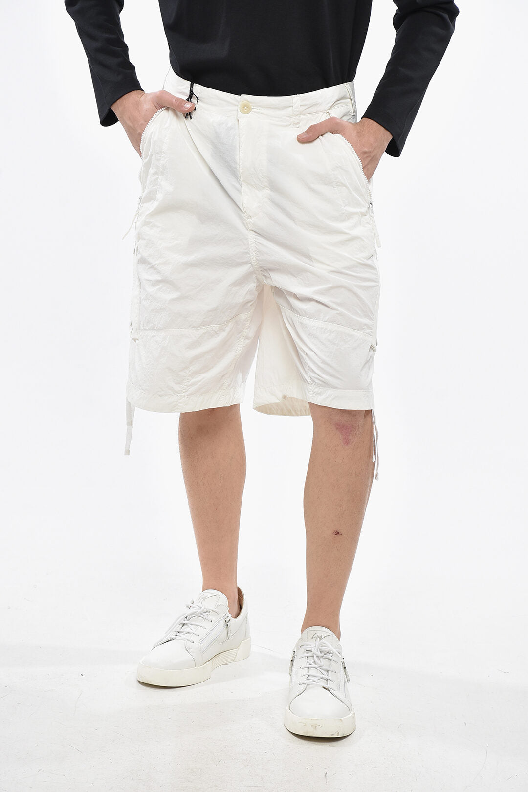 Ten C 2405~Nylon Cargo Shorts with Belt Loops