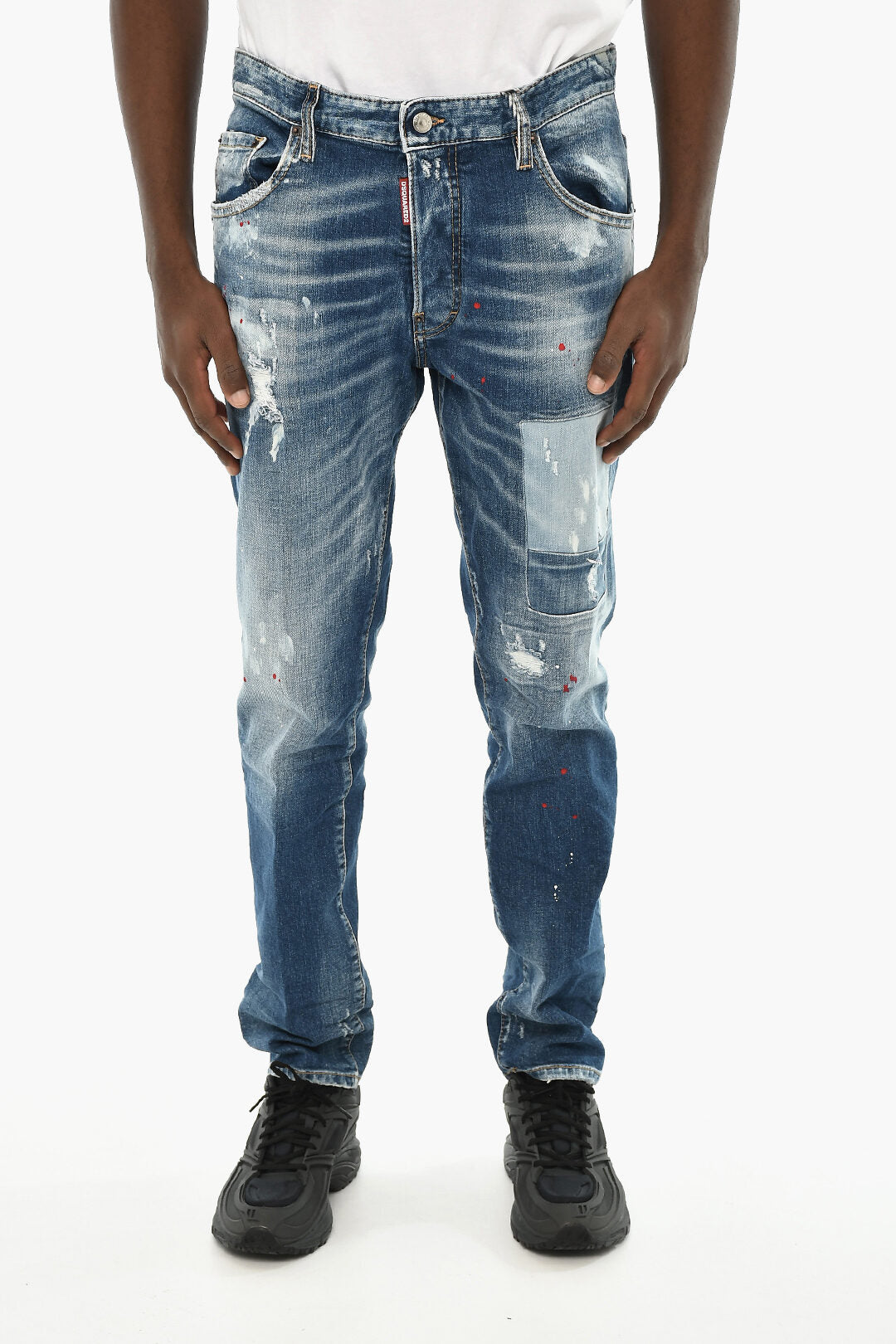 Dsquared2 2405~Cotton-Stretch Jeans SKATER with Visible Seams 16cm