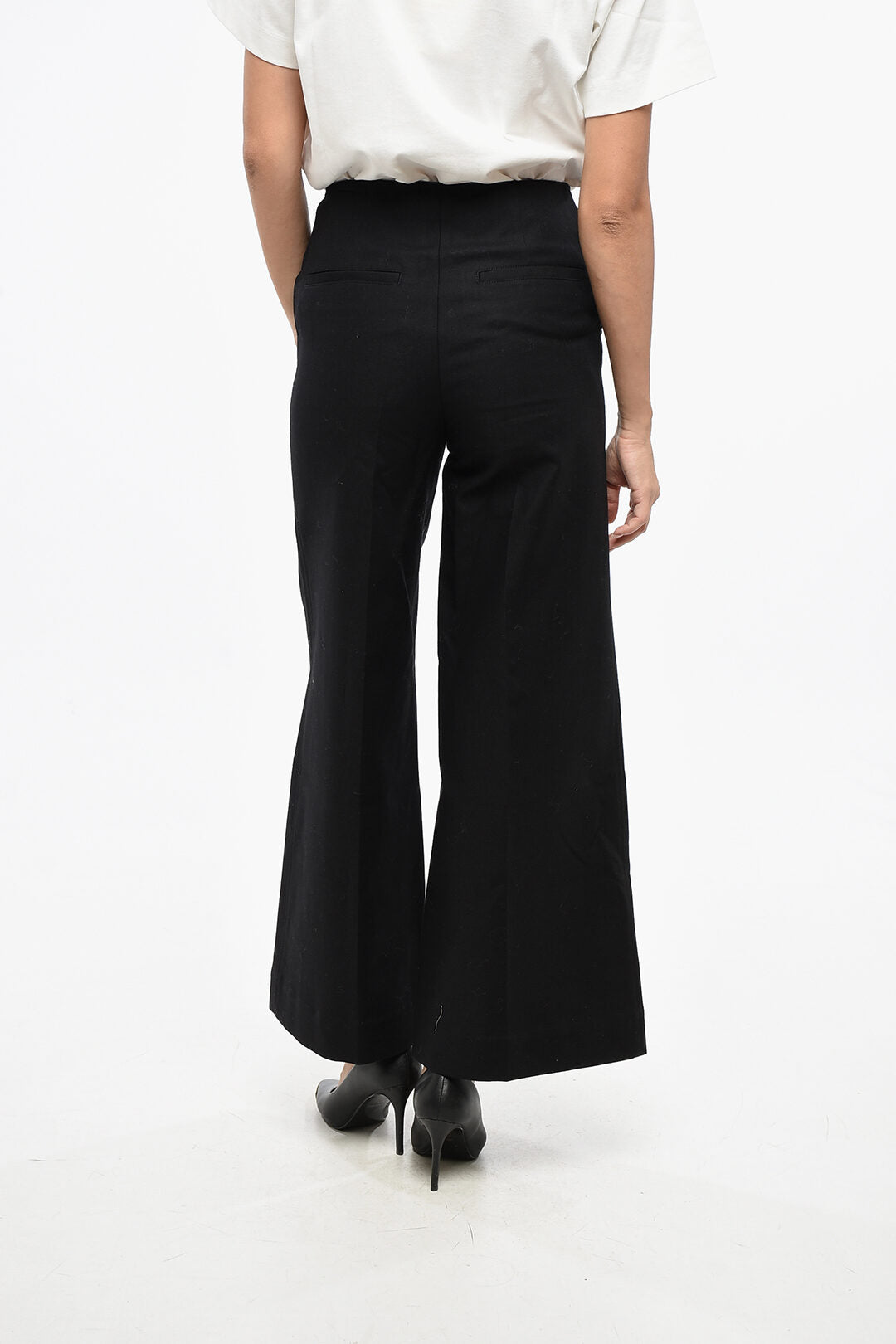 Toteme 3500~Cotton Wide-Leg Trousers with Zip, view 2