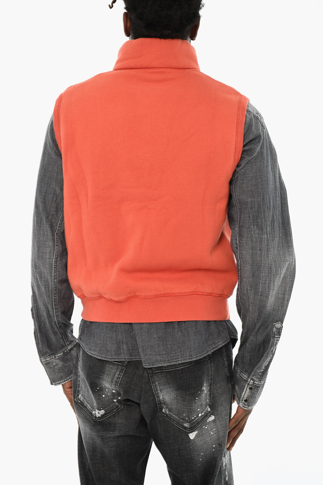 Dsquared2 2950~Cotton Sleeveless Sweatshirt with Snap Buttons, view 2