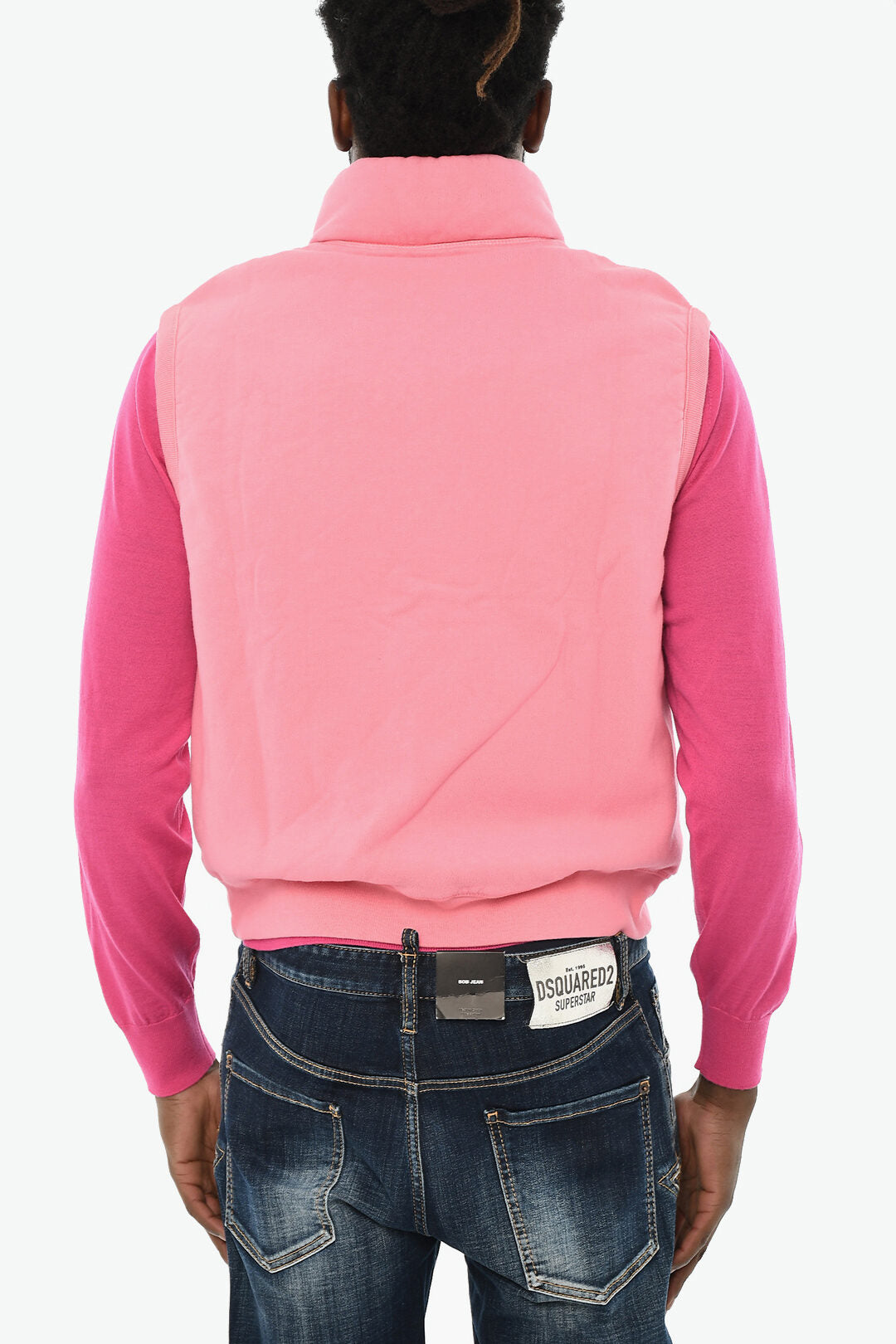 Dsquared2 3050~Cotton Sleeveless Sweatshirt with Snap Buttons, view 2