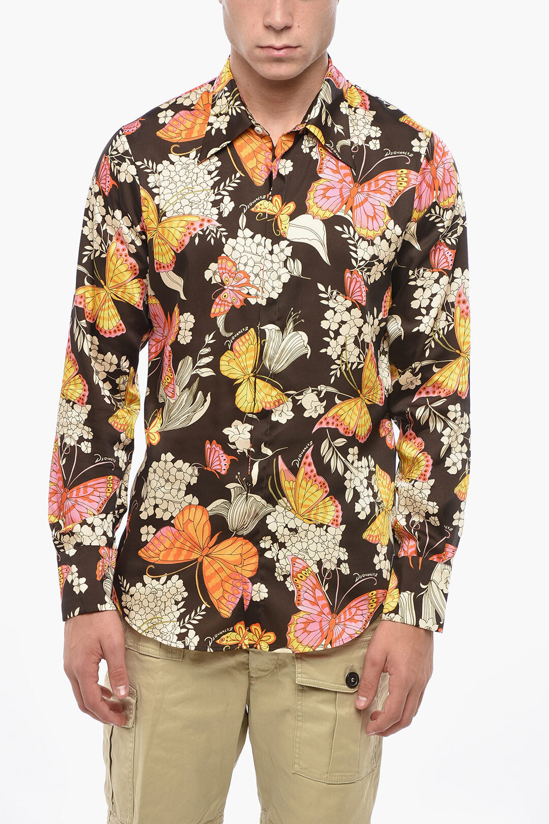 Dsquared2 3250~Short-Sleeve Shirt with Floral Pattern