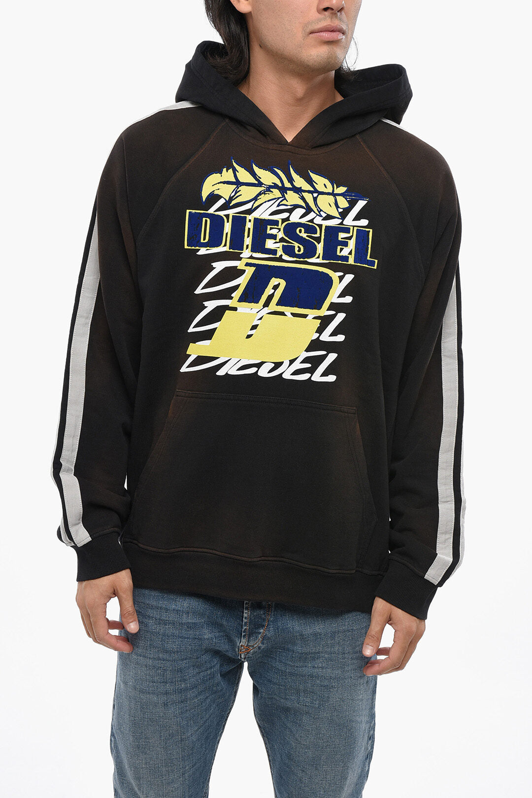 Diesel 0138~RED TAG Hooded Sweatshirt ROXT with Flocked Print