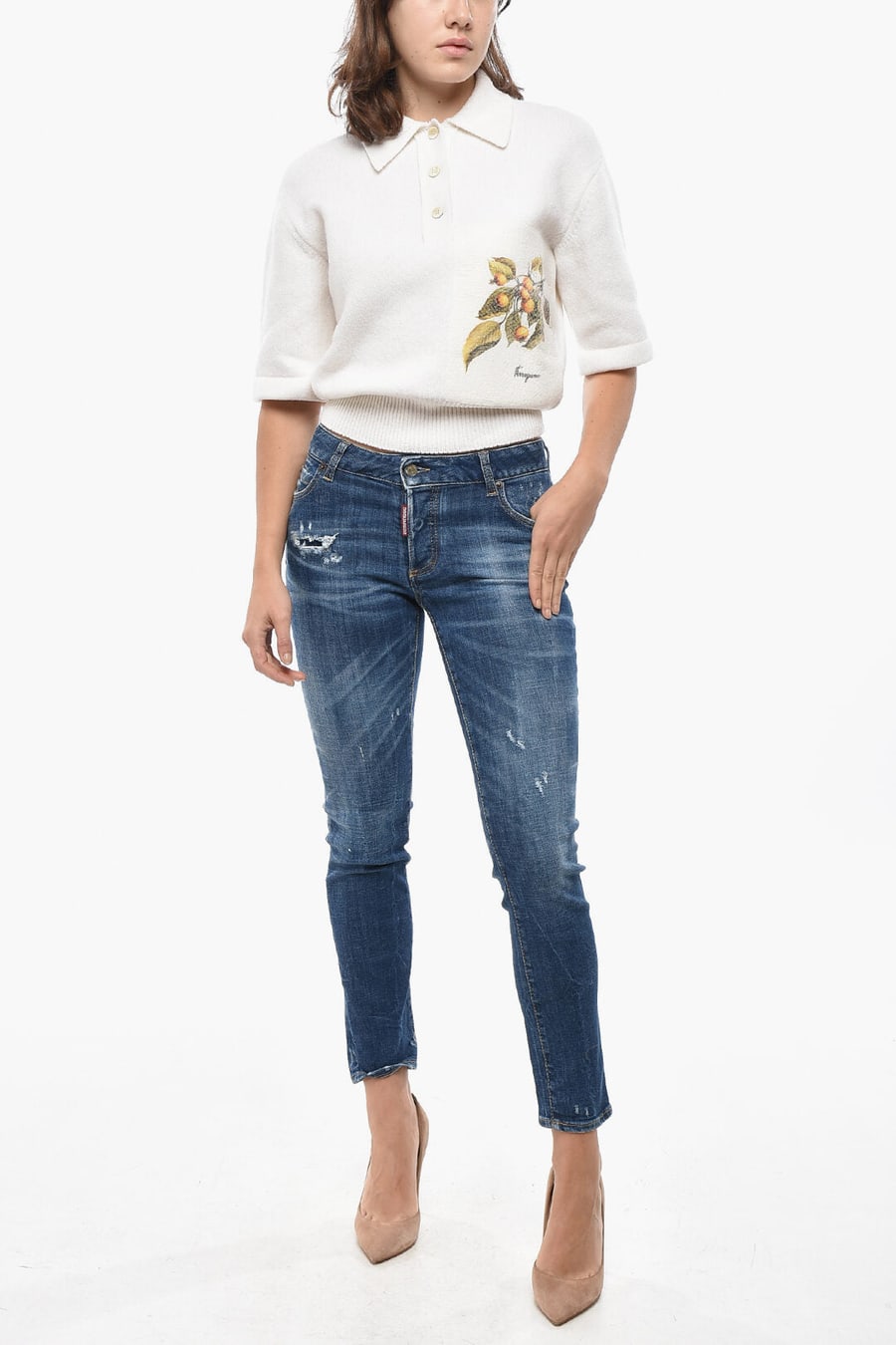 Dsquared2 2405~Jennifer Fit Mid-Rise Jeans with 14 cm Belt Loops, view 4