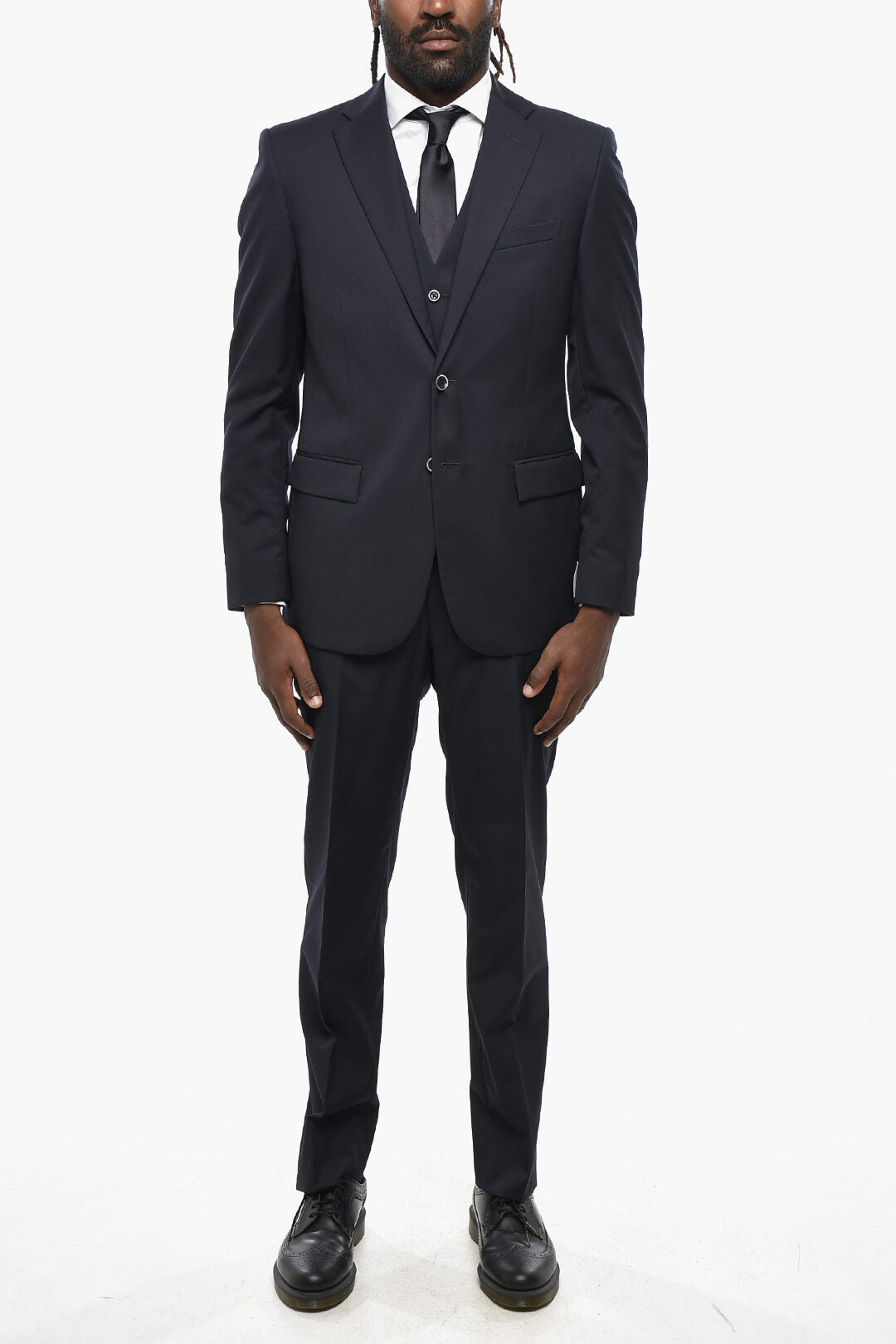 Nino Danieli 2405~Virgin Wool Three-Piece Suit with Waistcoat and Classic Lapel