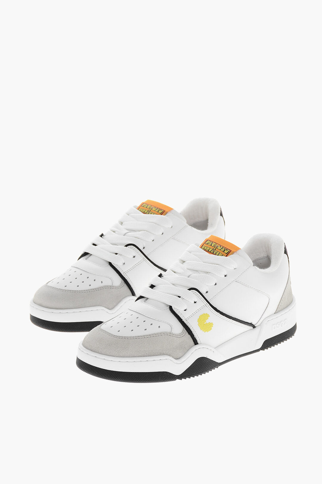 Dsquared2 2405~PAC-MAN X D2 Low Leather Sneakers with Suede Inserts