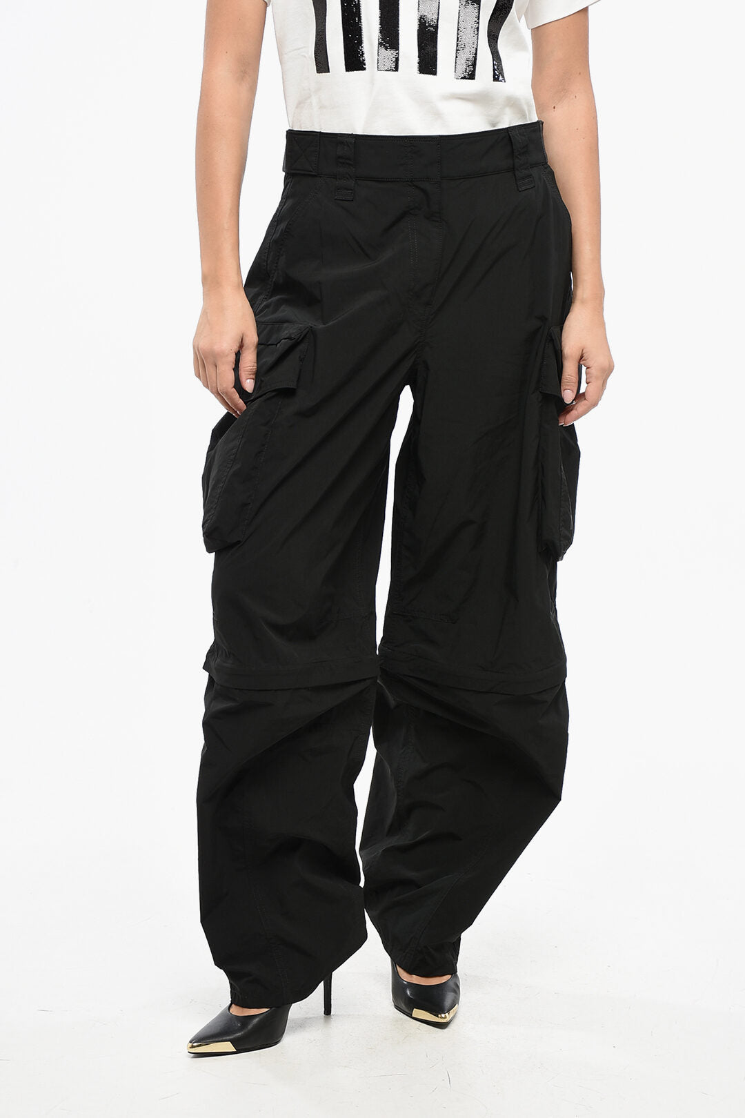 Alexander Wang 3500~Wide-Leg Cargo Pants with Tonal Logo