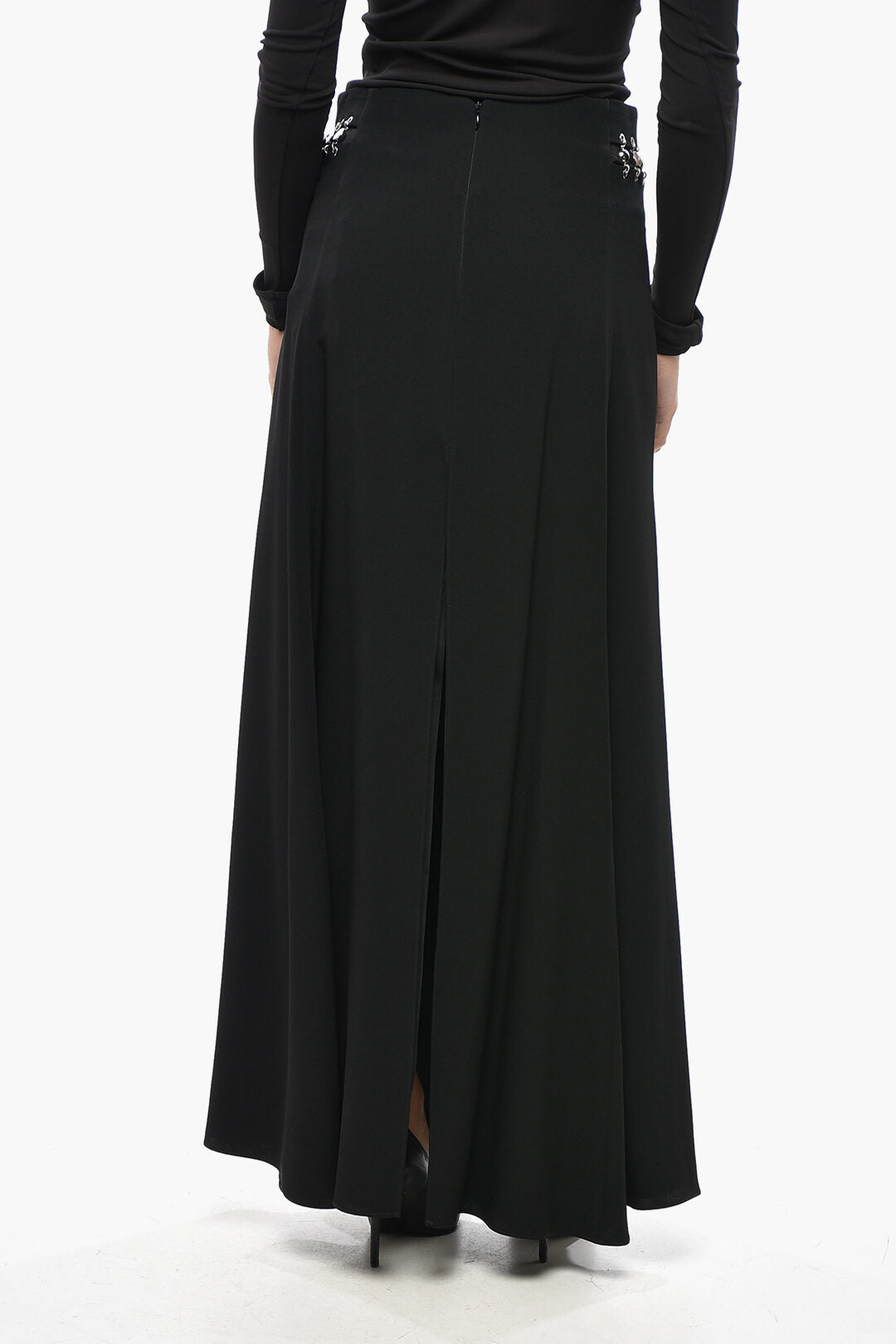 Paco Rabanne 3500~Maxi Flared Skirt with Metal Decoration, view 2