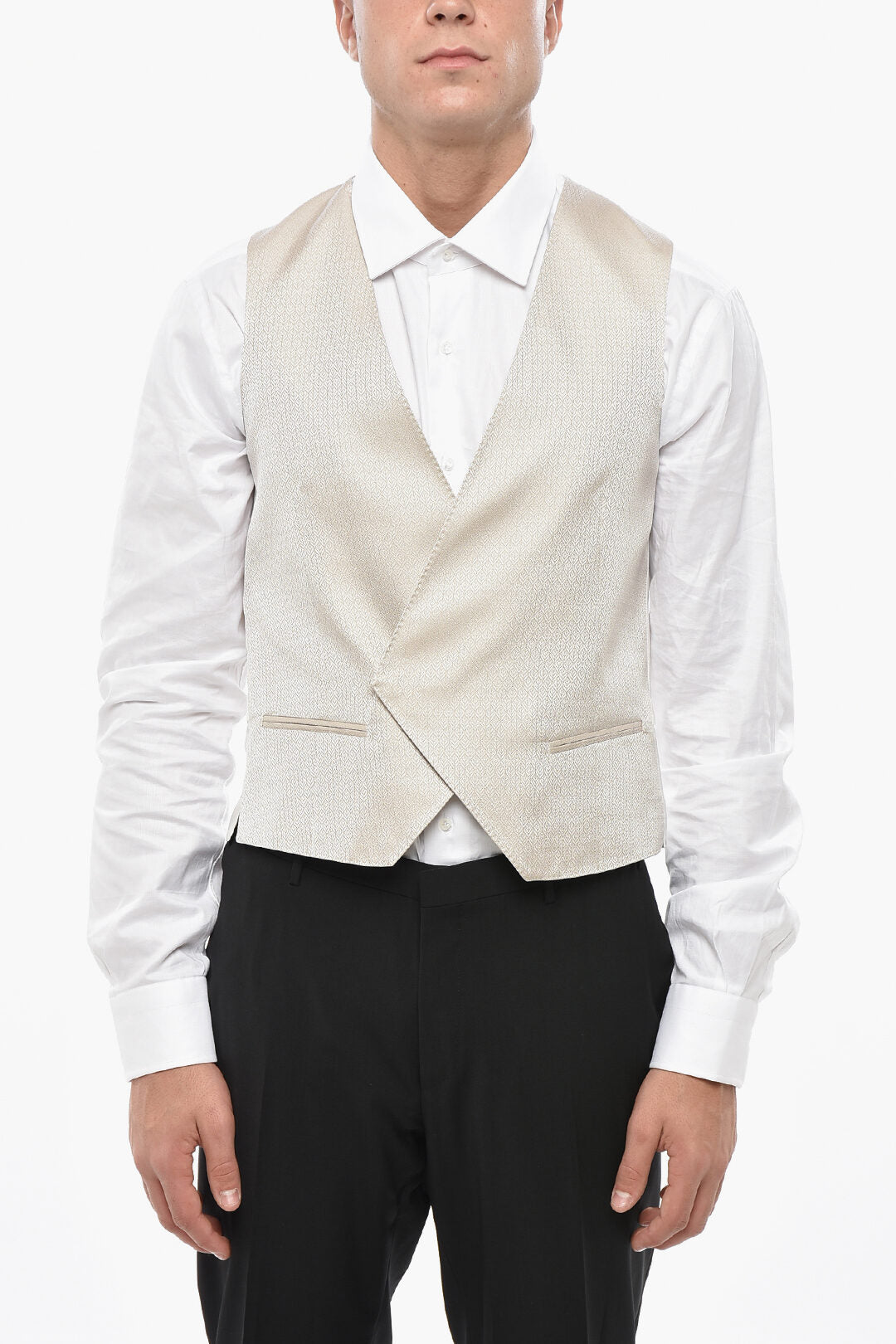 Corneliani 2405~Embroidered Silk Double-Breasted Waistcoat