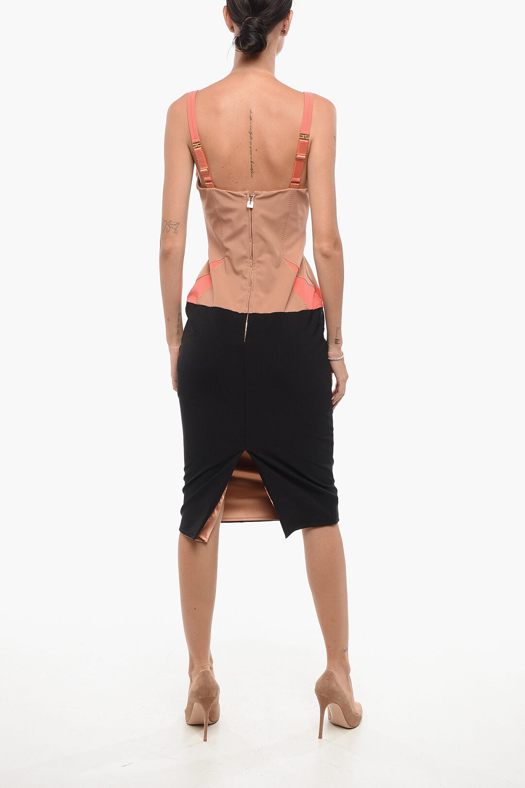 Elisabetta Franchi 3250~Stretch Sheath Dress with Color Block Pattern, view 2