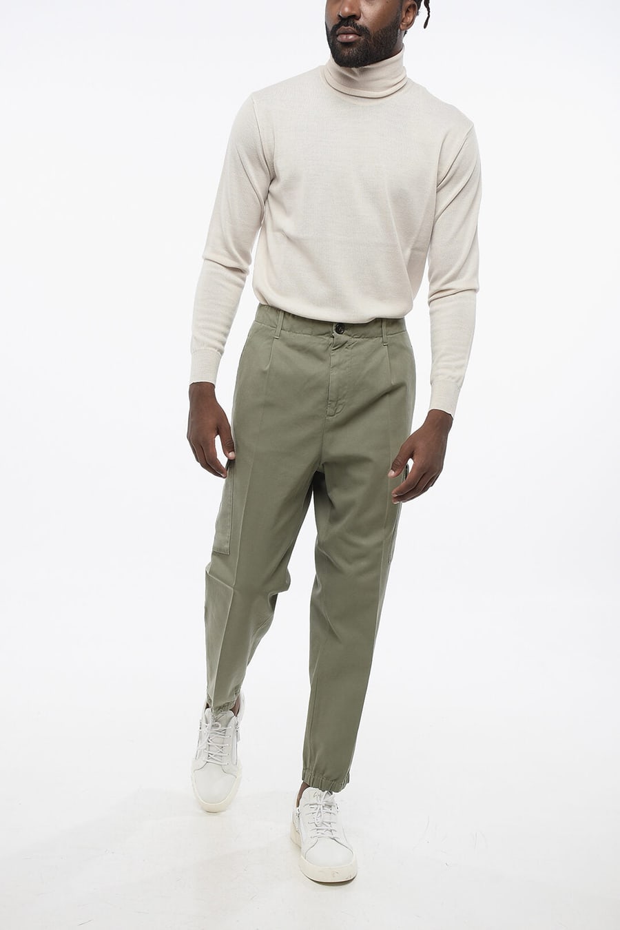 Brunello Cucinelli 2800~1-Pleat Cotton Cargo Trousers, view 3