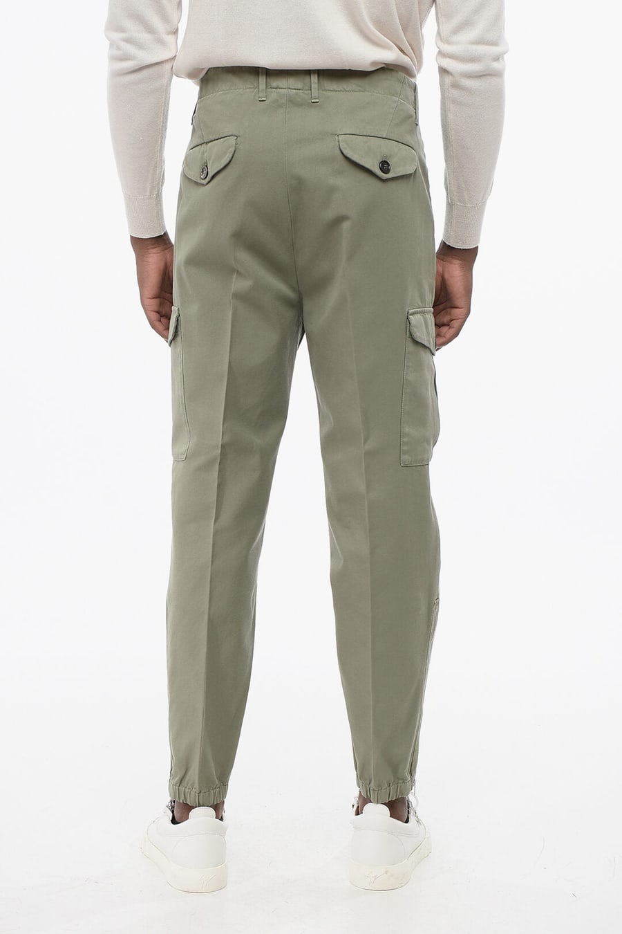 Brunello Cucinelli 2800~1-Pleat Cotton Cargo Trousers, view 4