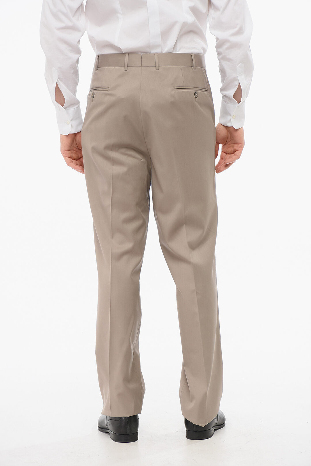 Corneliani 2500~Fresco Wool Trousers with Belt Loops, view 2