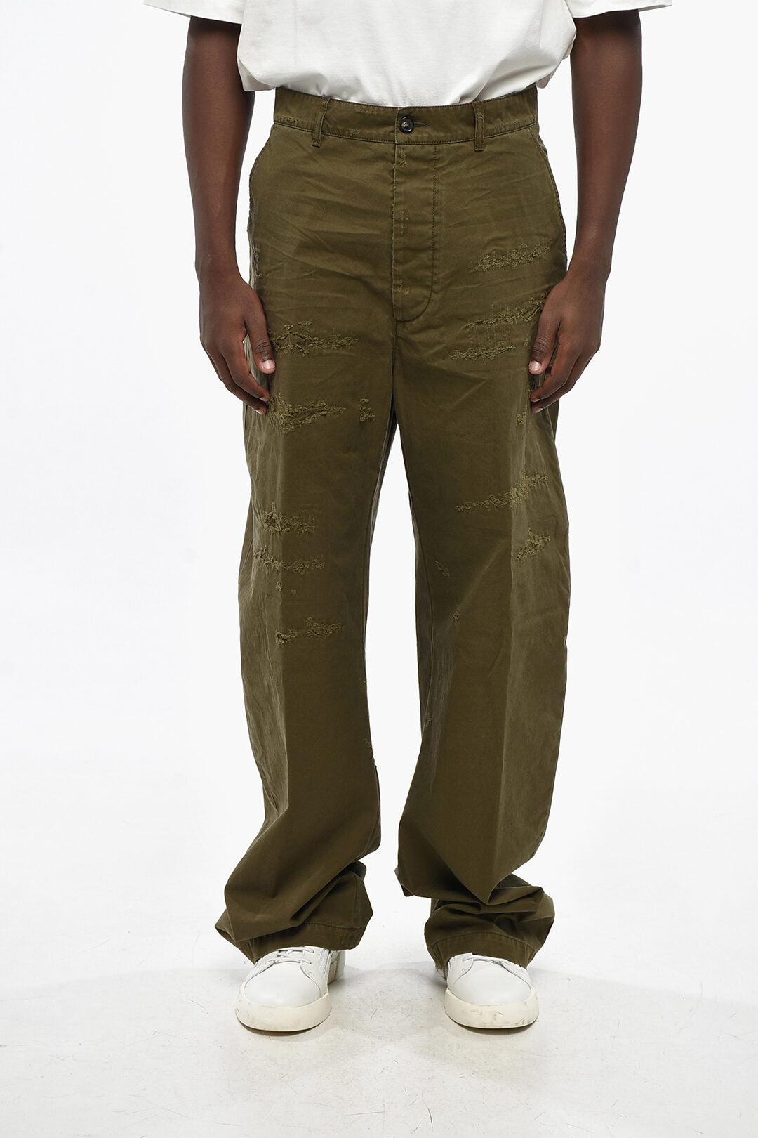 Dsquared2 2850~Distressed-Effect Wide-Leg Trousers