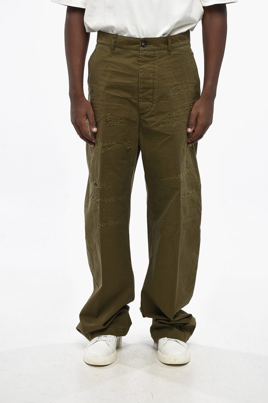 Dsquared2 2850~Distressed-Effect Wide-Leg Trousers