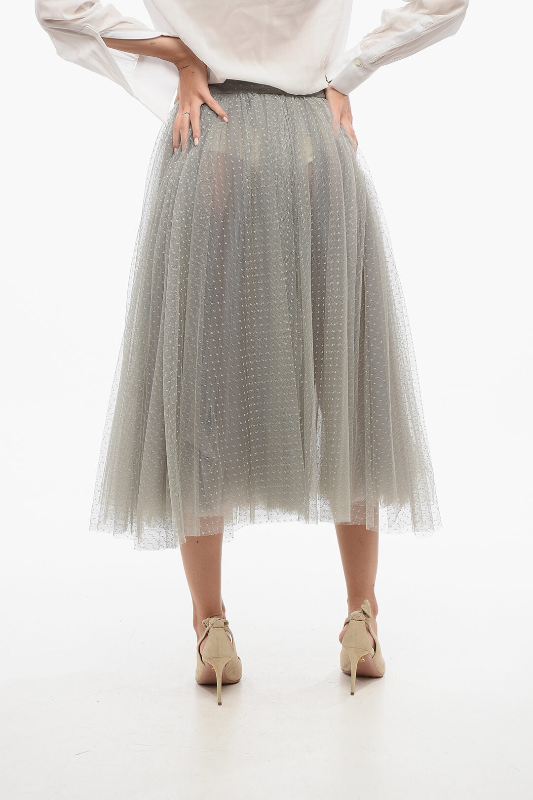 Elisabetta Franchi 2470~Flared Tulle Skirt with Polka Dot Pattern, view 2
