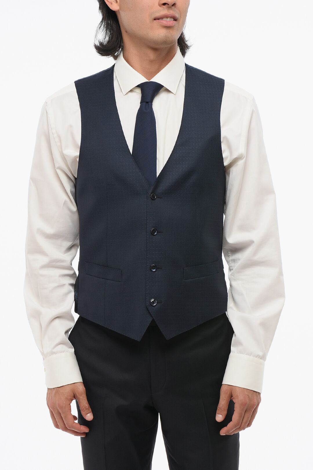 Corneliani 2405~CERIMONIA ACADEMY Geometric Pattern Waistcoat with Five Buttons