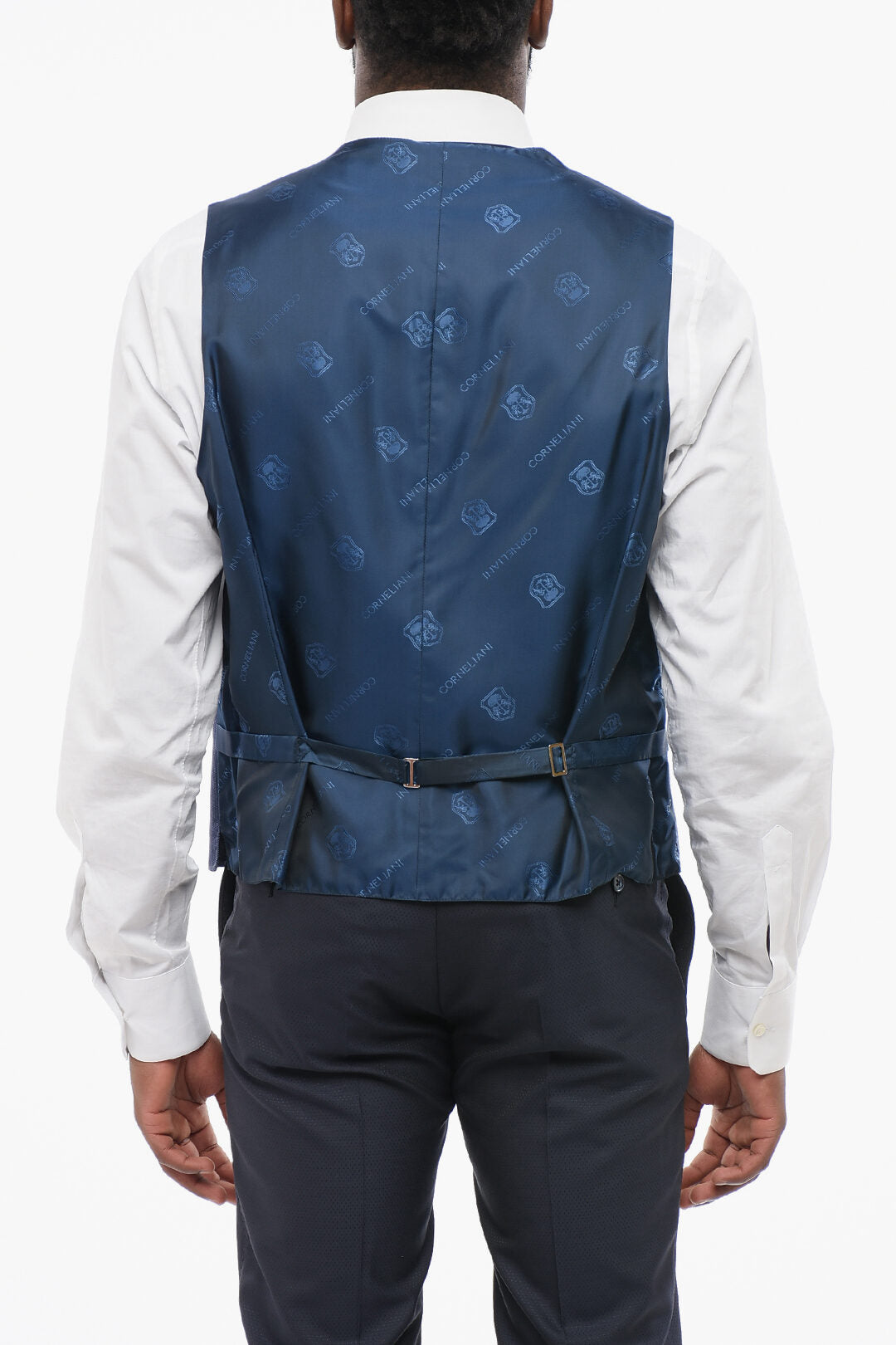 Corneliani 2750~CERIMONIA ACADEMY Textured Silk Satin Waistcoat, view 2