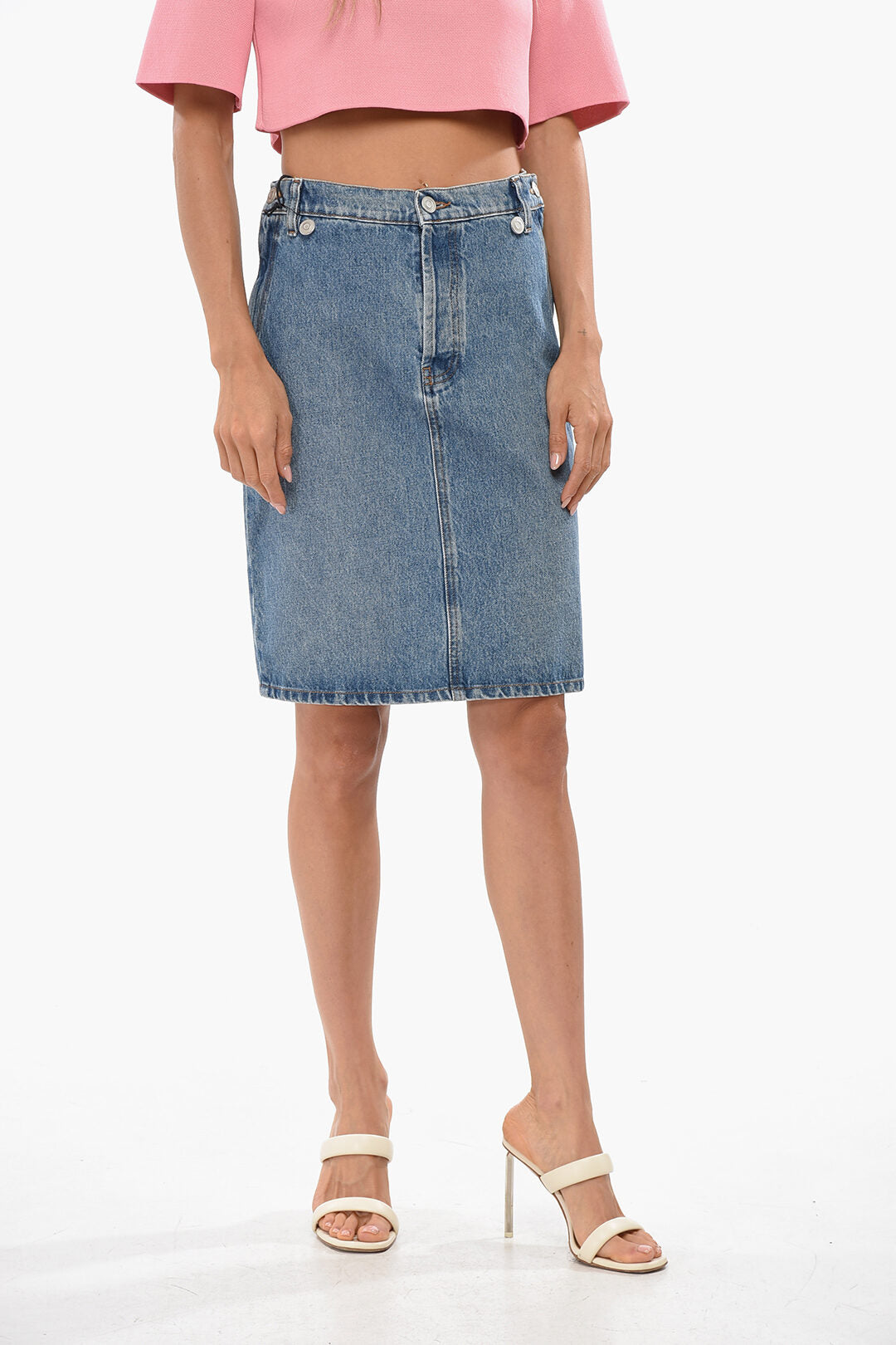 Coperni 2405~Denim Skirt with Logo Buttons