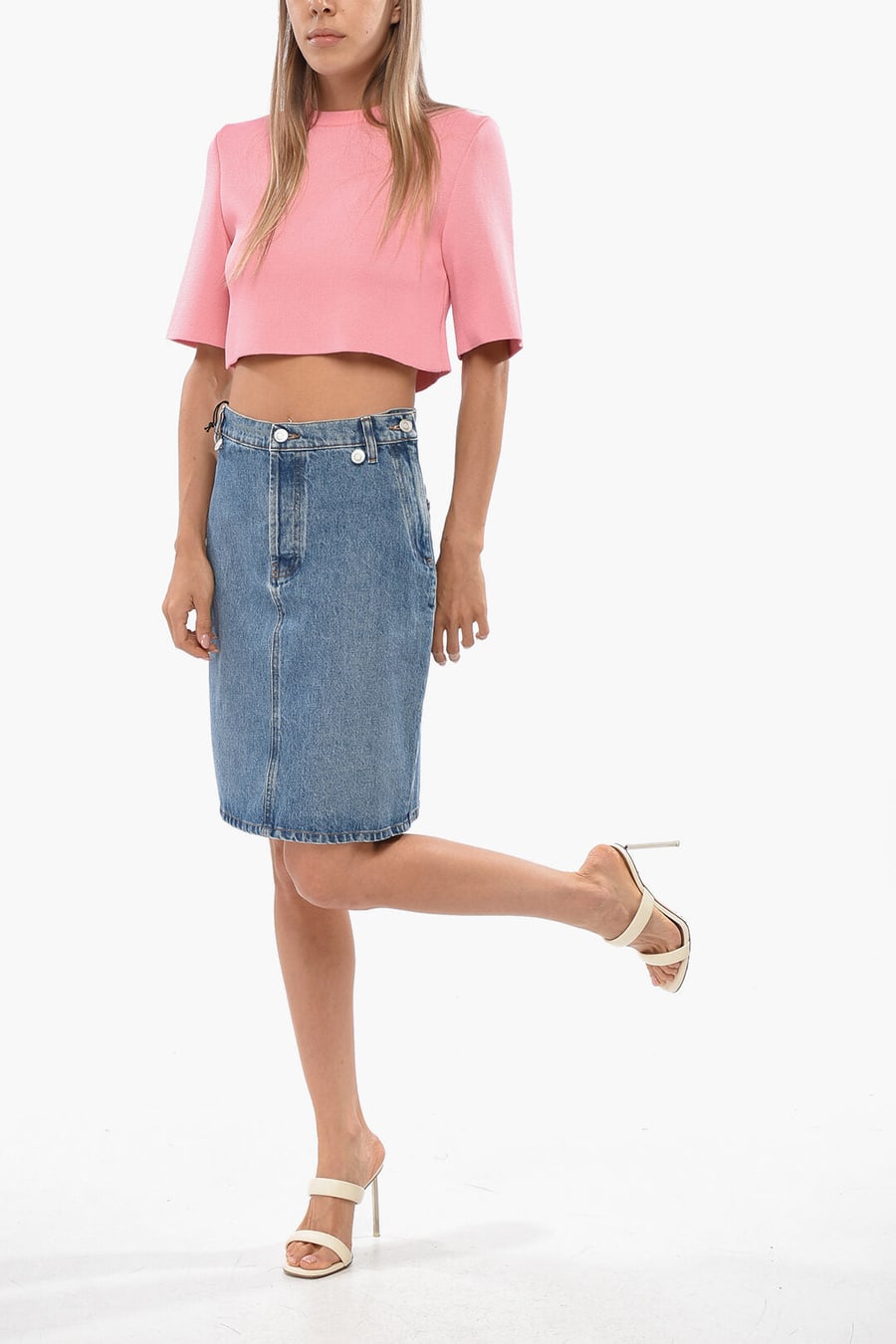 Coperni 2405~Denim Skirt with Logo Buttons, view 4