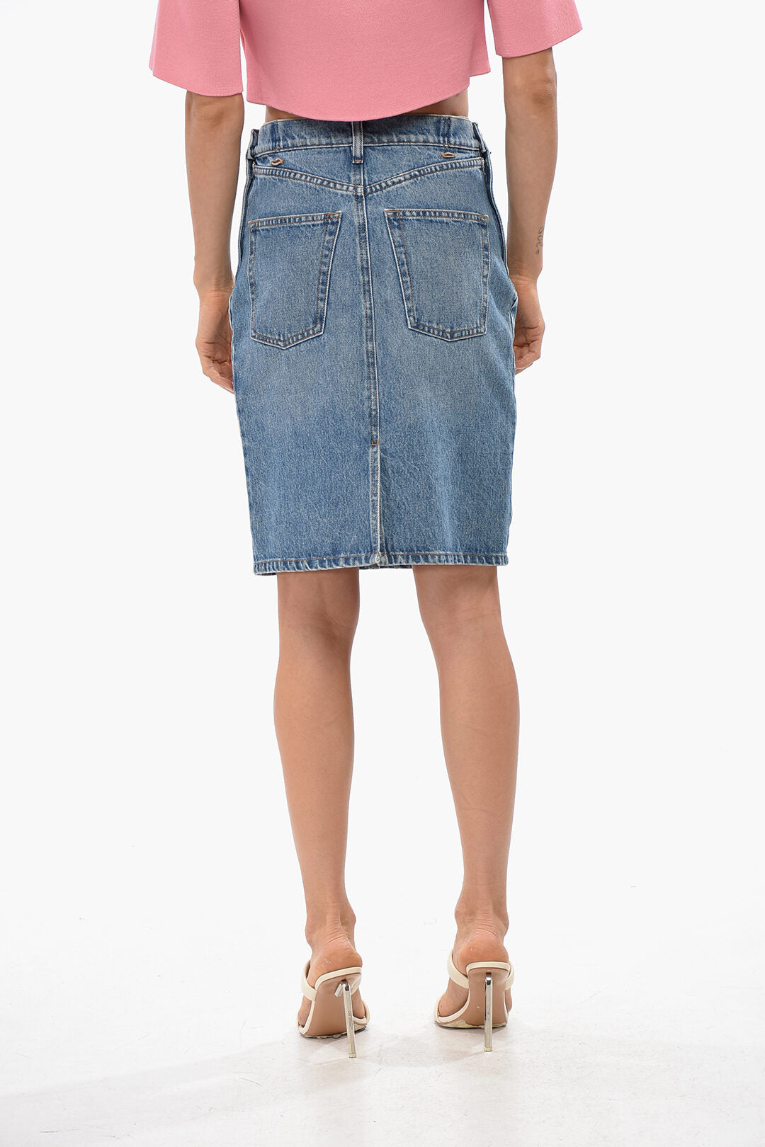 Coperni 2405~Denim Skirt with Logo Buttons, view 2