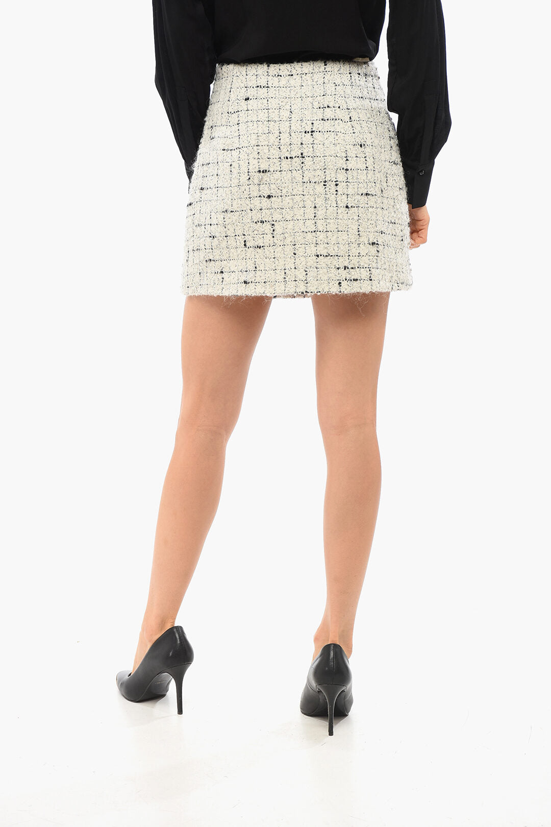 Elisabetta Franchi 2405~Embroidered Tweed Miniskirt With Beads