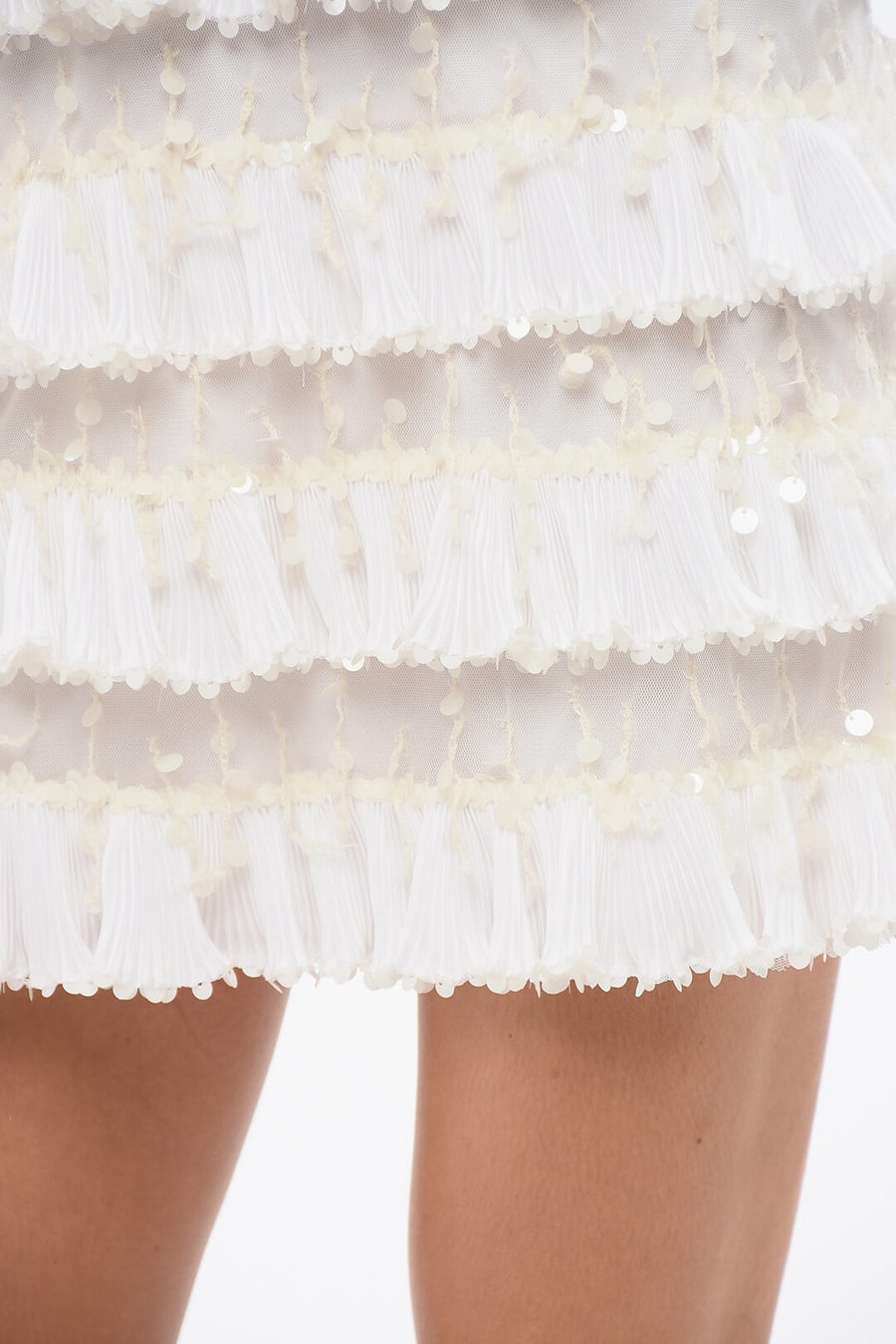 Elisabetta Franchi 2405~Ruffled Mini Skirt with Sequins, view 3