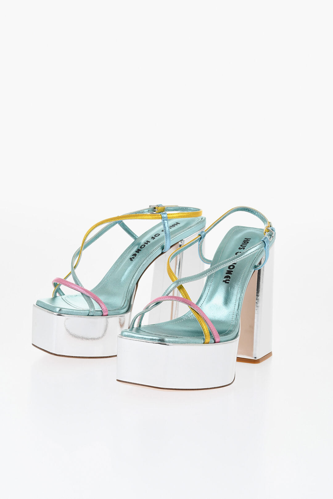 Haus Of Honey 3050~Laminated Leather Ankle-Strap Sandals with 14cm Heel